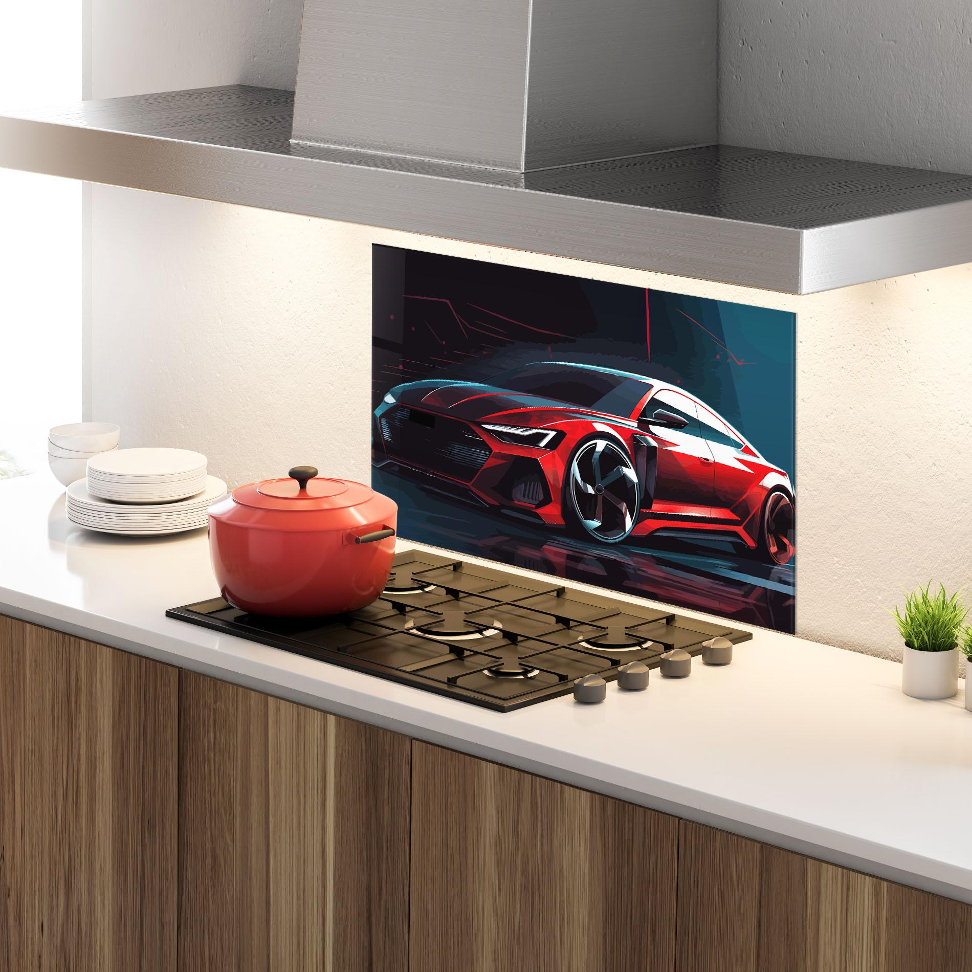 Panel Szklany do Kuchni Red Blue Sport Car mockup 4