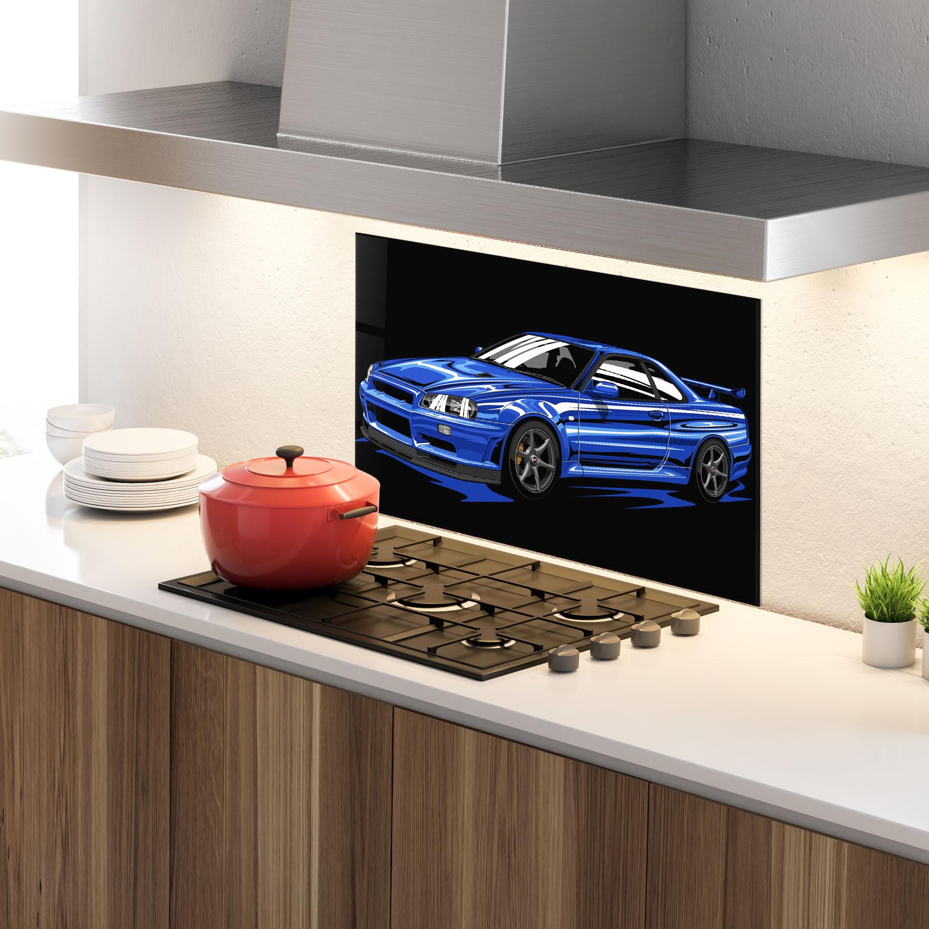 Panel Szklany do Kuchni Sport Blue Car mockup 4