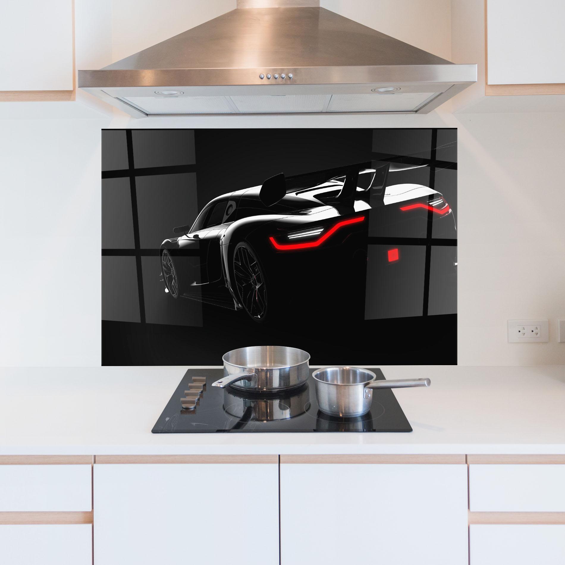 Panel Szklany do Kuchni Black Hypercar Car mockup 5