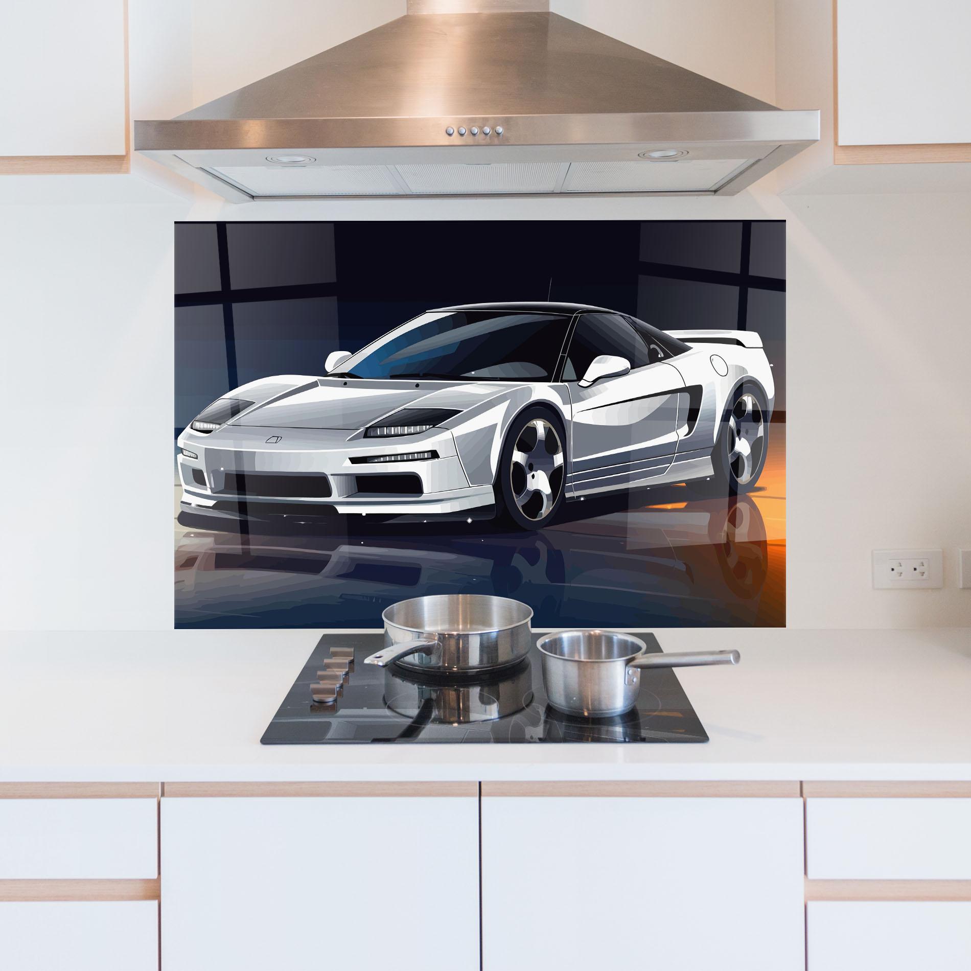 Panel Szklany do Kuchni Cool White Car mockup 5