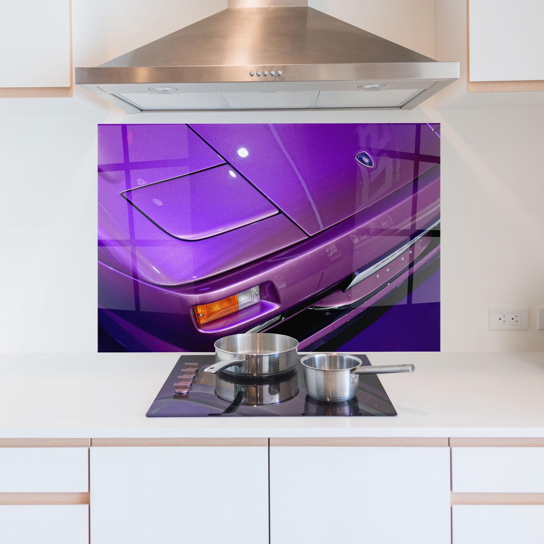 Panel Szklany do Kuchni Purple Lambo Headlight mockup 5