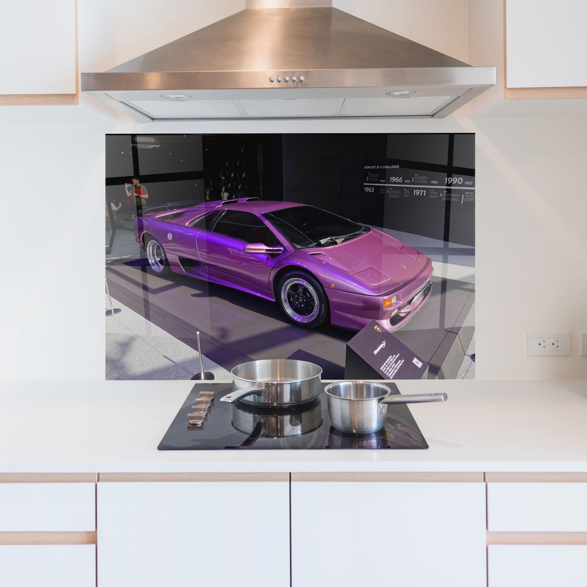Panel Szklany do Kuchni Purple Lambo mockup 5
