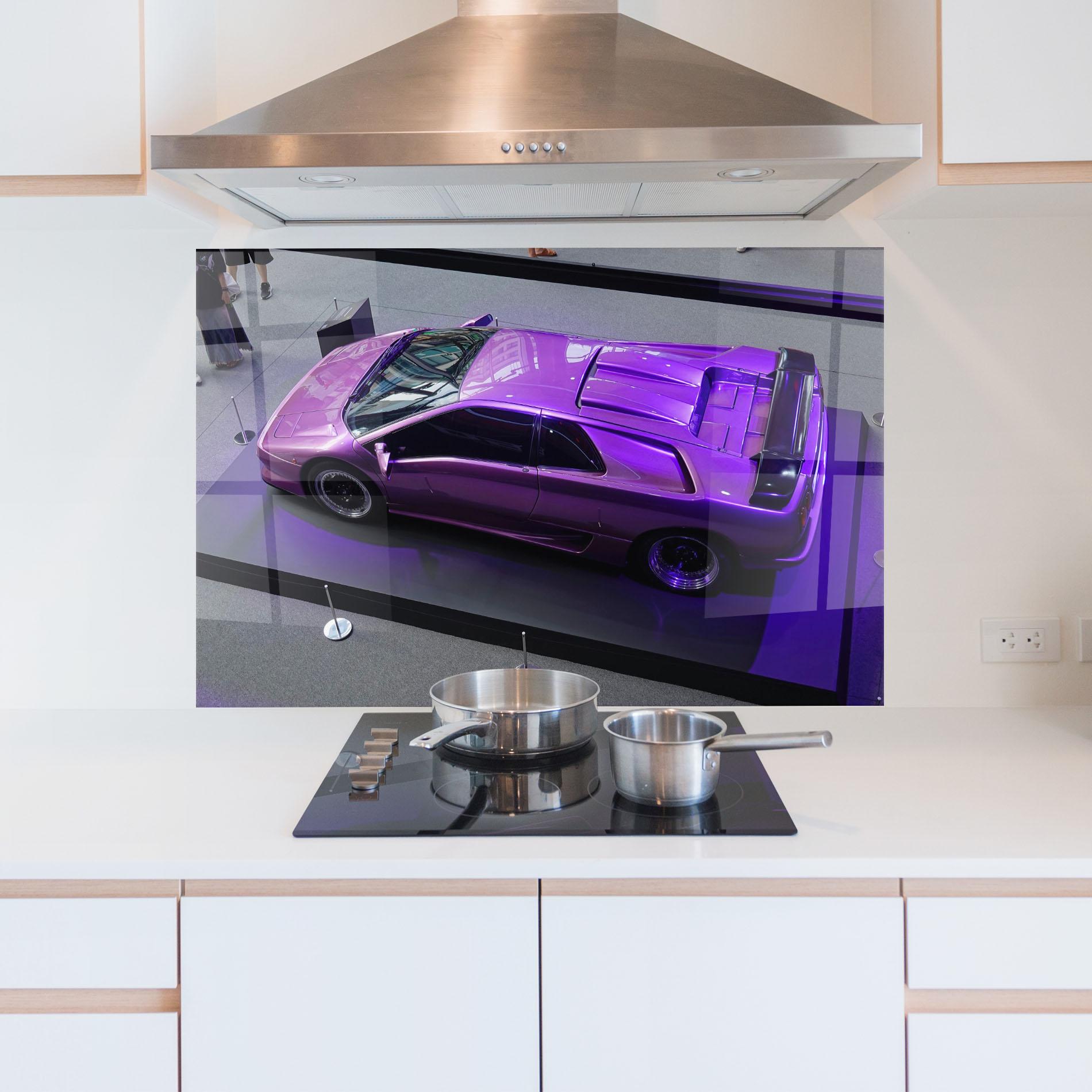 Panel Szklany do Kuchni Purple Old Lambo mockup 5