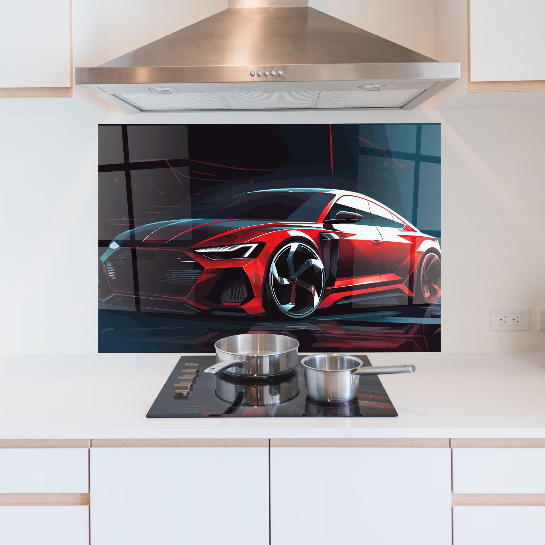 Panel Szklany do Kuchni Red Blue Sport Car mockup 5