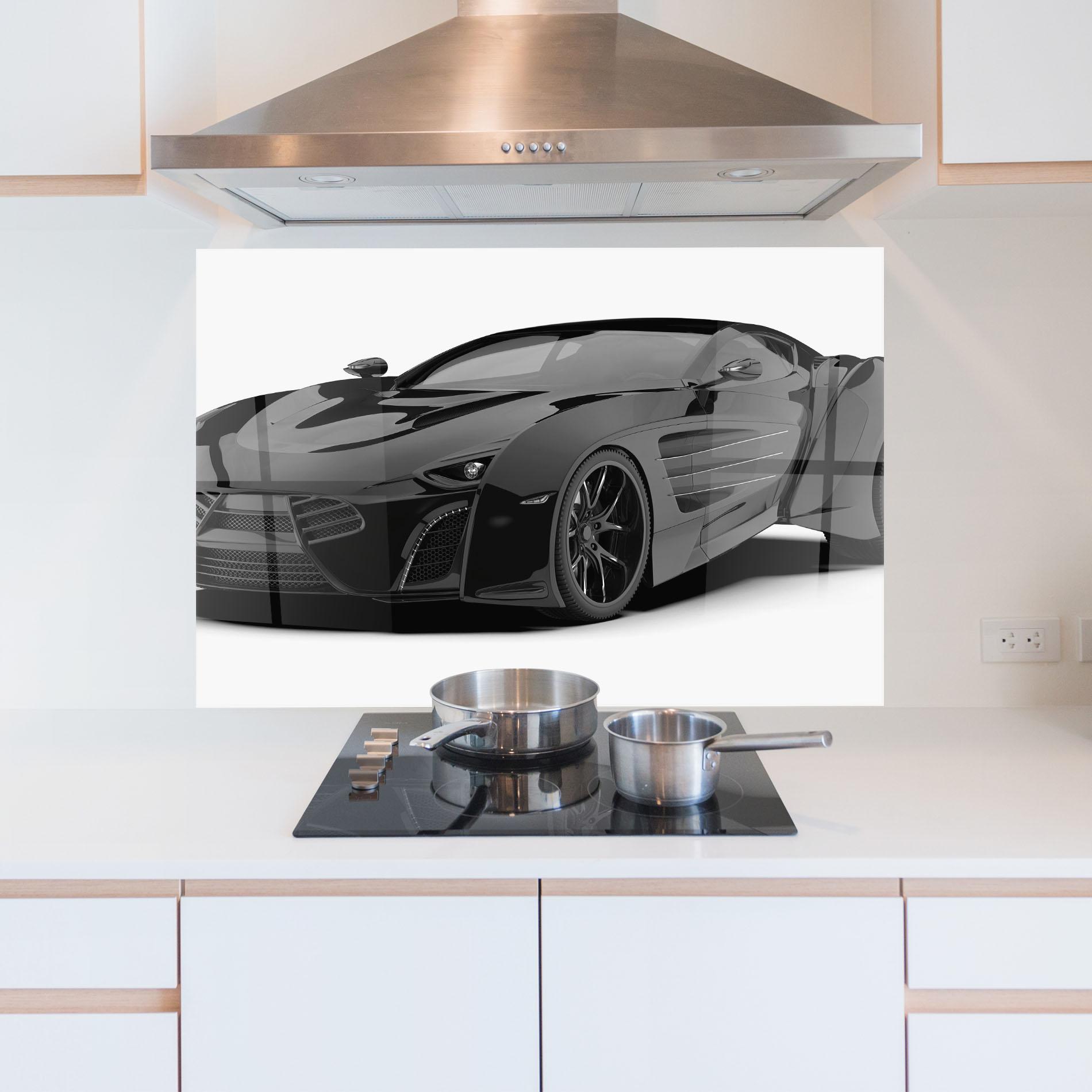 Panel Szklany do Kuchni Sport Black Car mockup 5