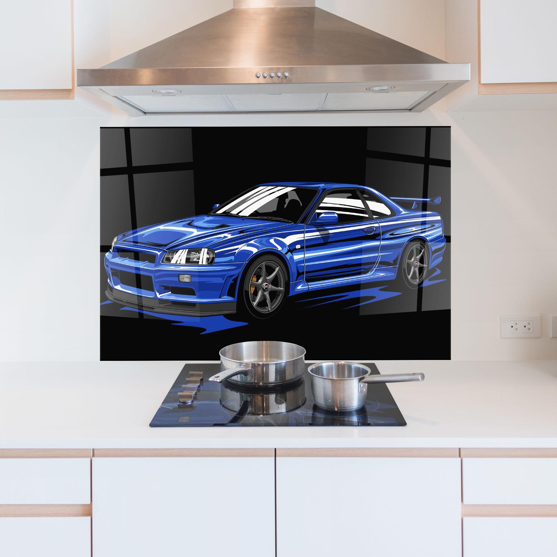 Panel Szklany do Kuchni Sport Blue Car mockup 5