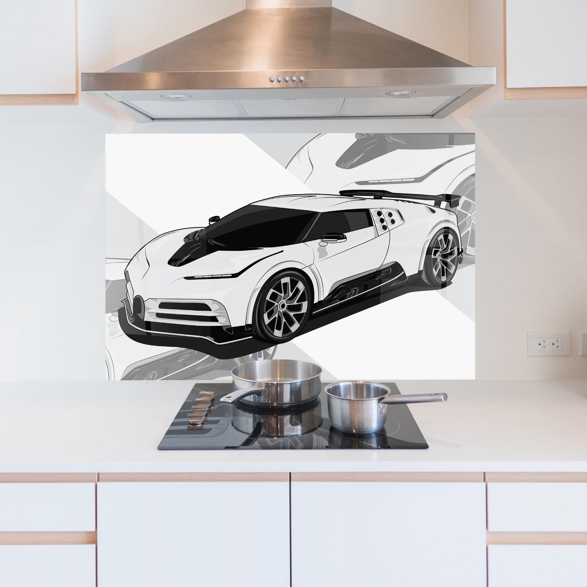 Panel Szklany do Kuchni Sport White Car mockup 5