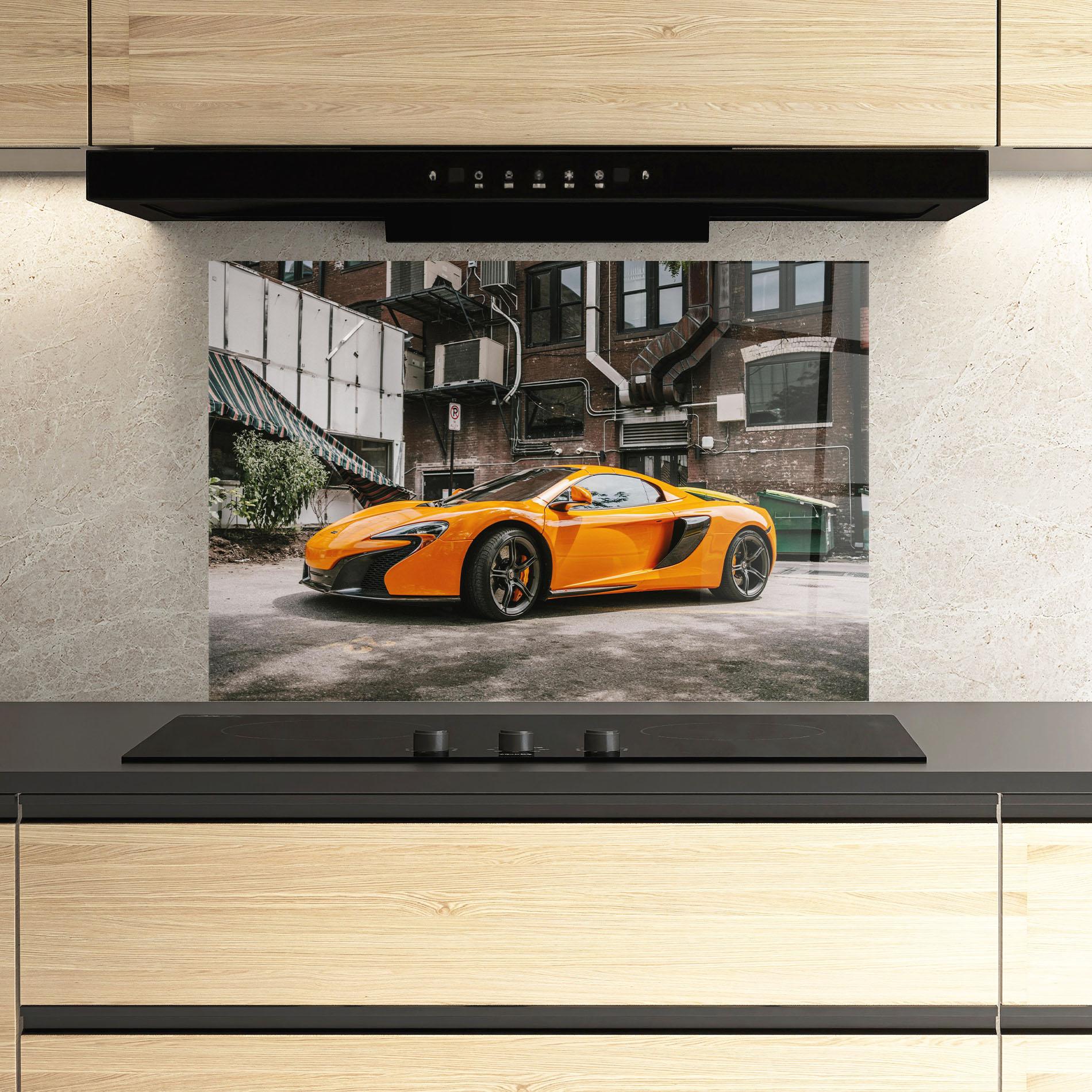 Panel Szklany do Kuchni Orange Mclaren Photo mockup 3