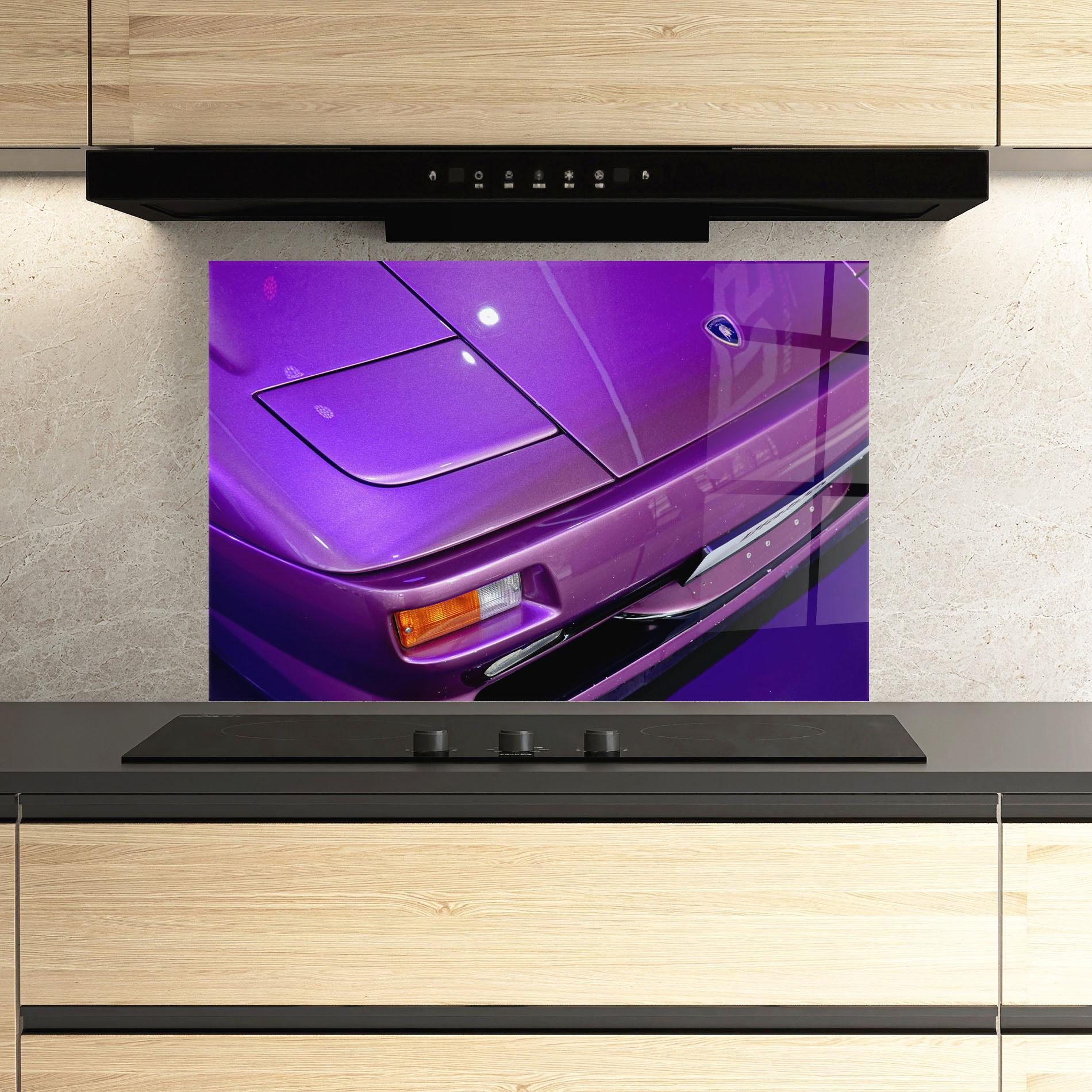 Panel Szklany do Kuchni Purple Lambo Headlight mockup 3