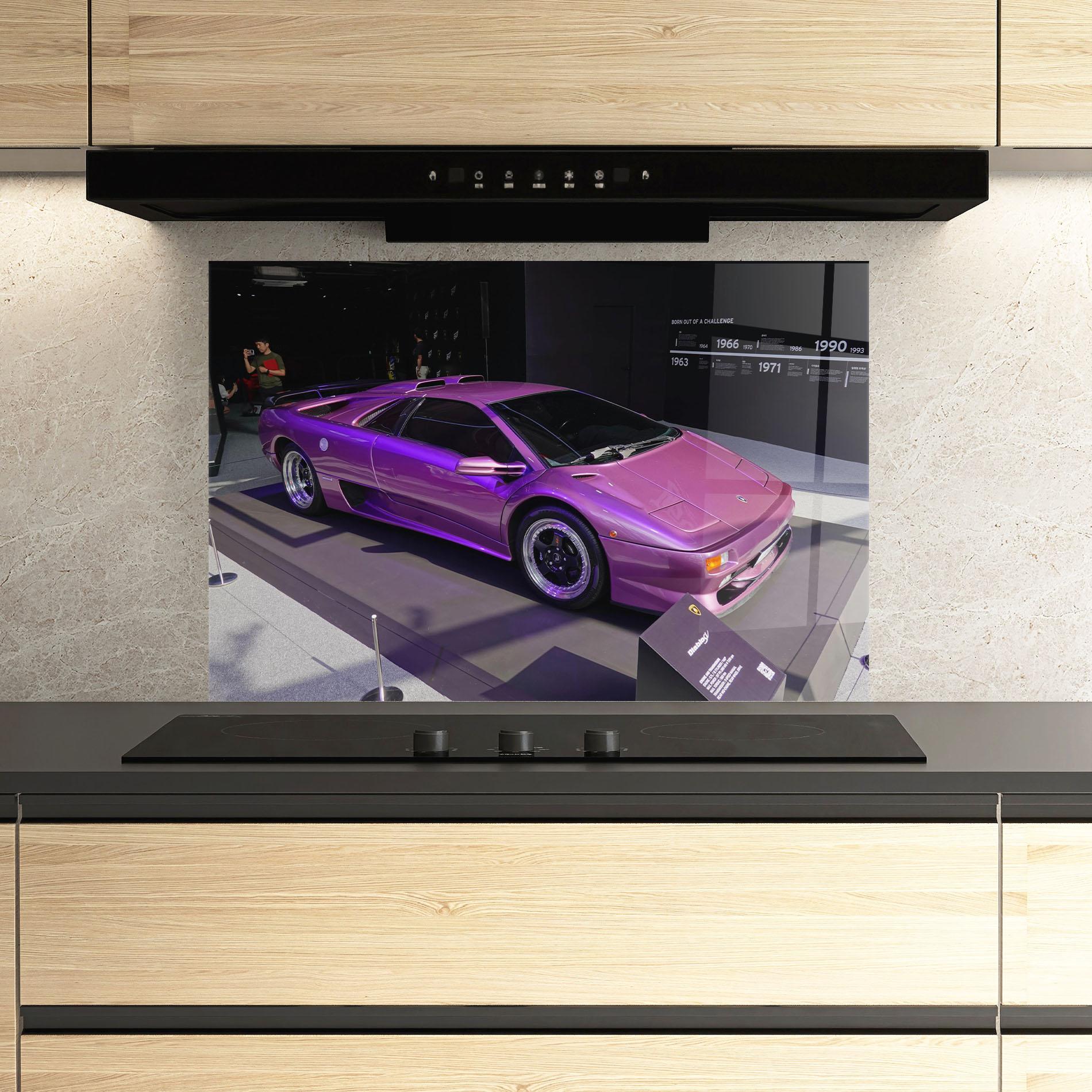 Panel Szklany do Kuchni Purple Lambo mockup 3