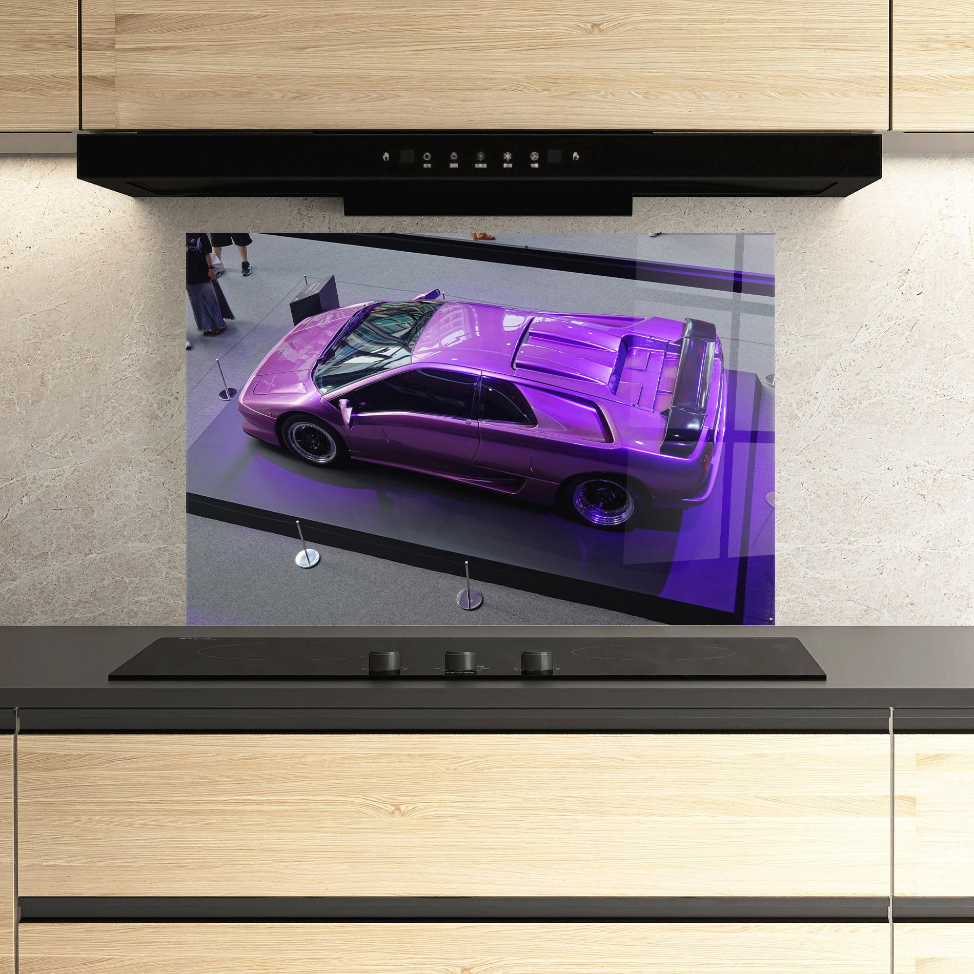 Panel Szklany do Kuchni Purple Old Lambo mockup 3