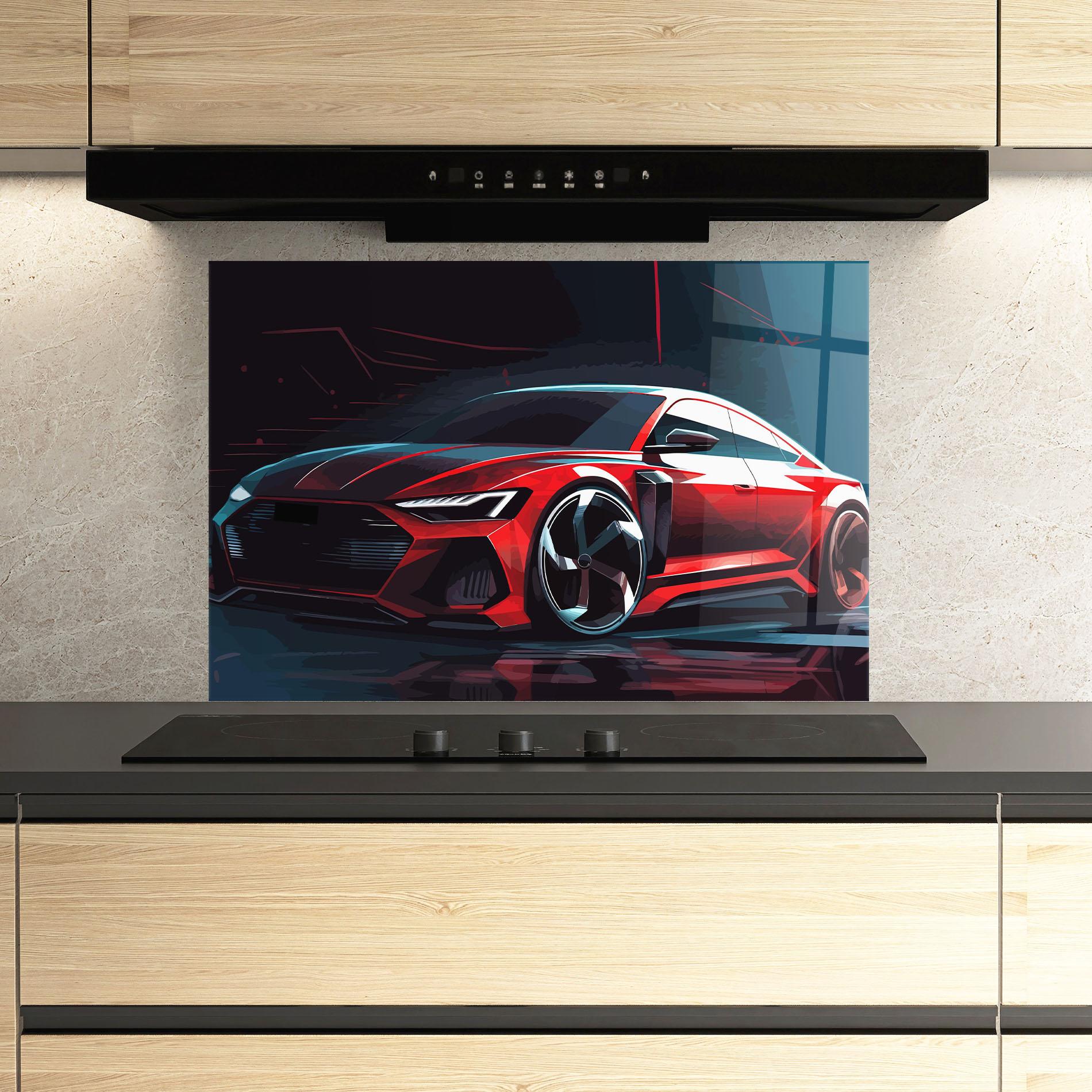Panel Szklany do Kuchni Red Blue Sport Car mockup 3