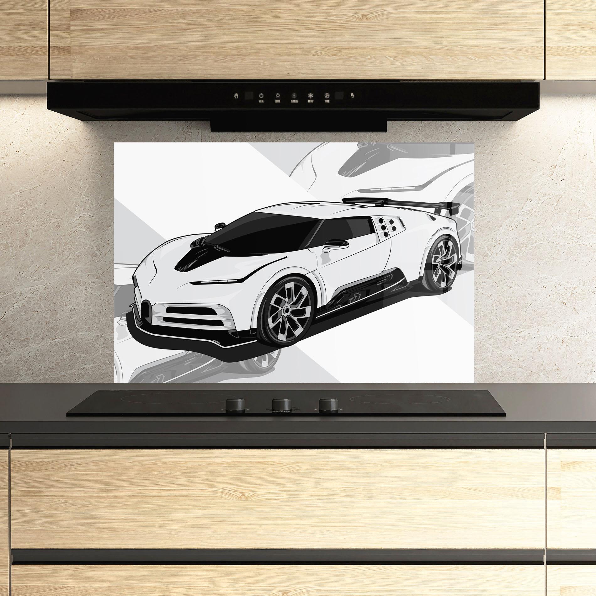 Panel Szklany do Kuchni Sport White Car mockup 3