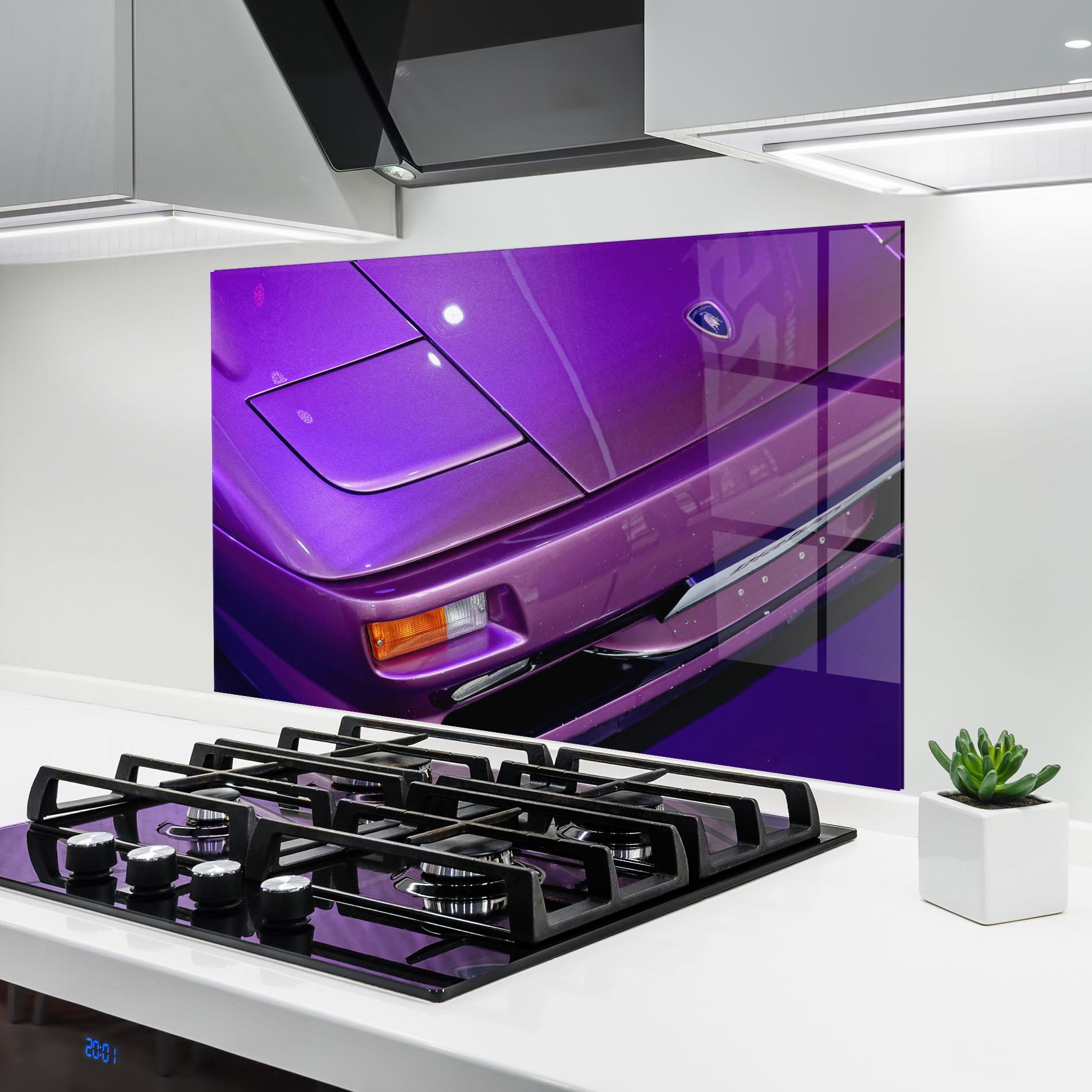 Panel Szklany do Kuchni Purple Lambo Headlight mockup 6