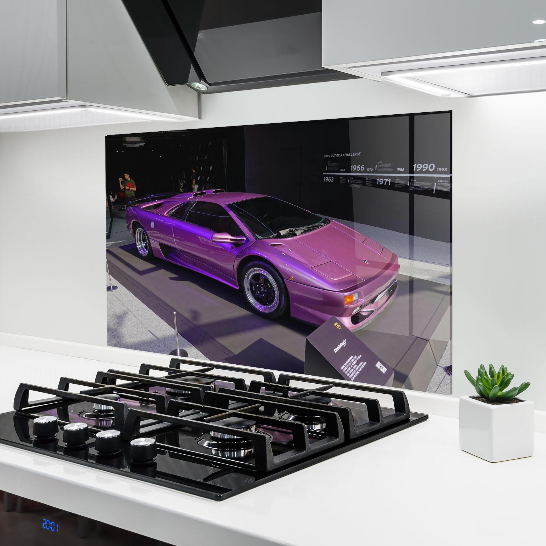 Panel Szklany do Kuchni Purple Lambo mockup 6
