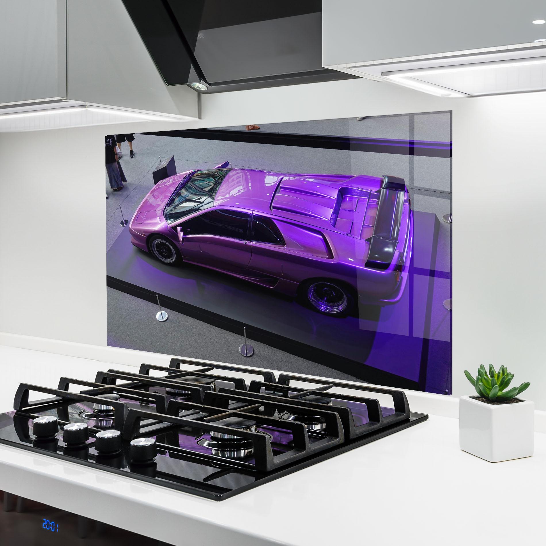 Panel Szklany do Kuchni Purple Old Lambo mockup 6