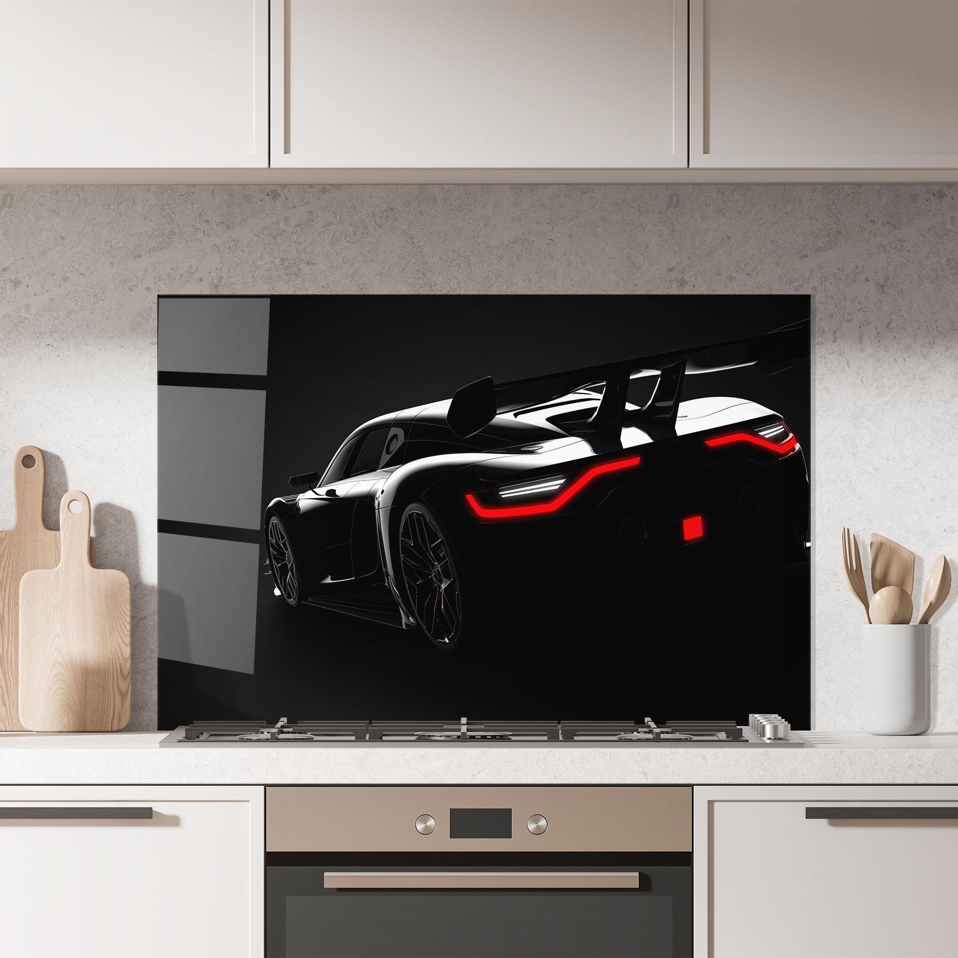 Panel Szklany do Kuchni Black Hypercar Car mockup 7