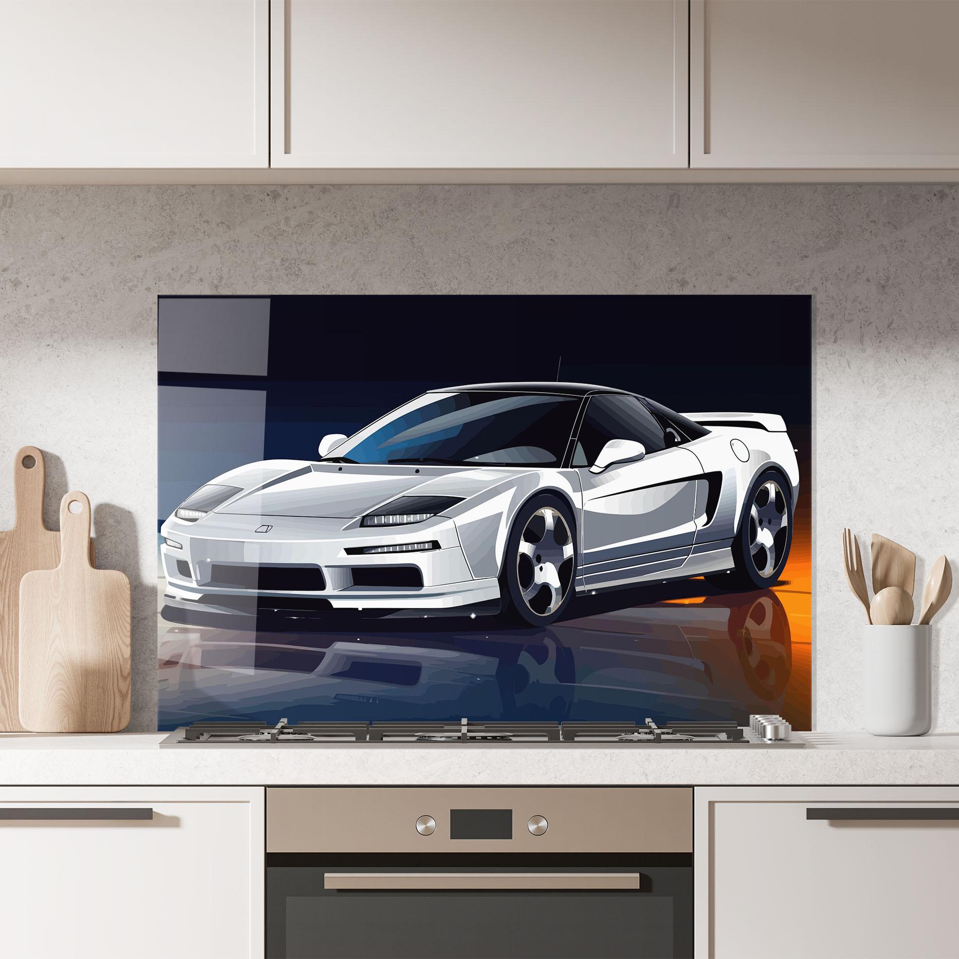 Panel Szklany do Kuchni Cool White Car mockup 7