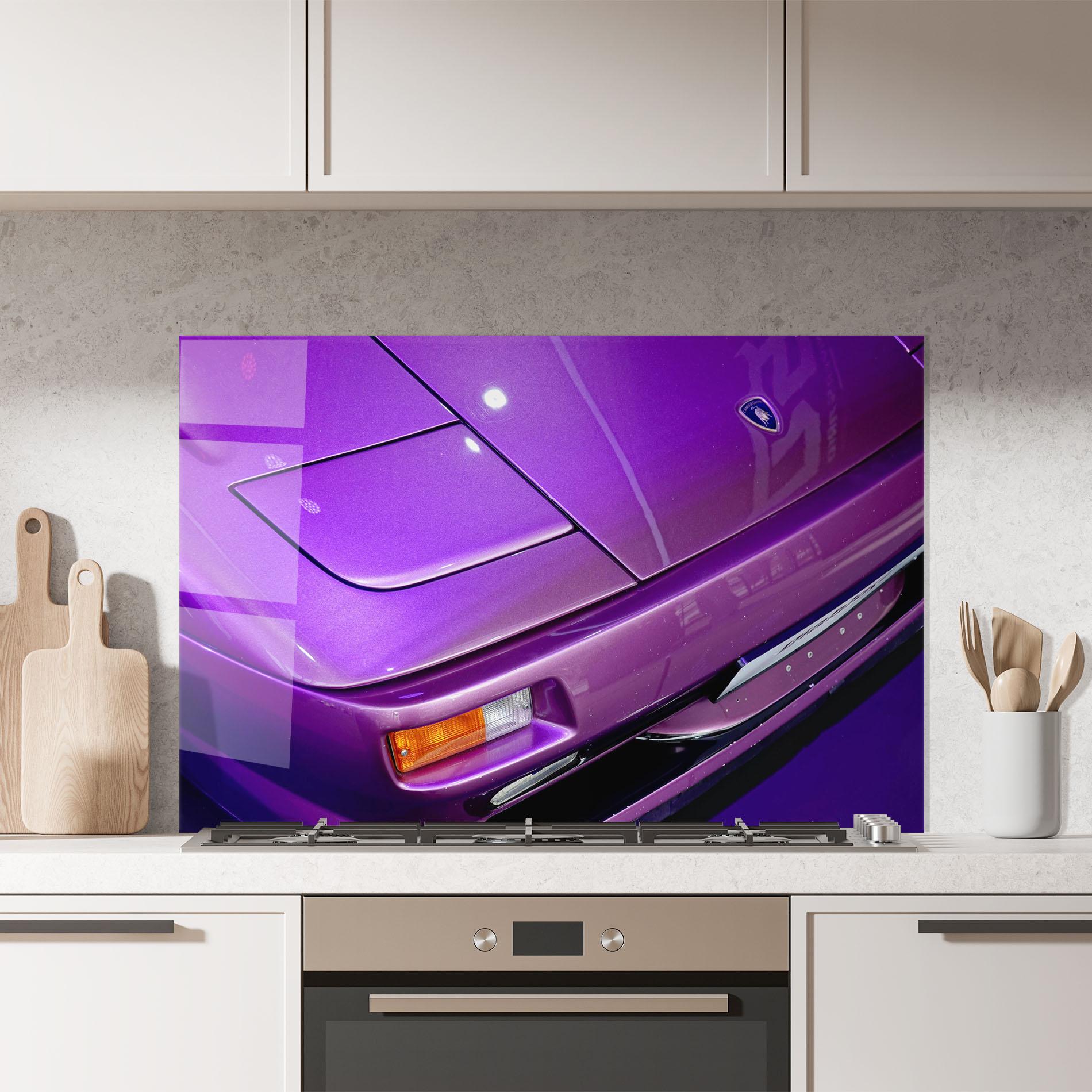 Panel Szklany do Kuchni Purple Lambo Headlight mockup 7