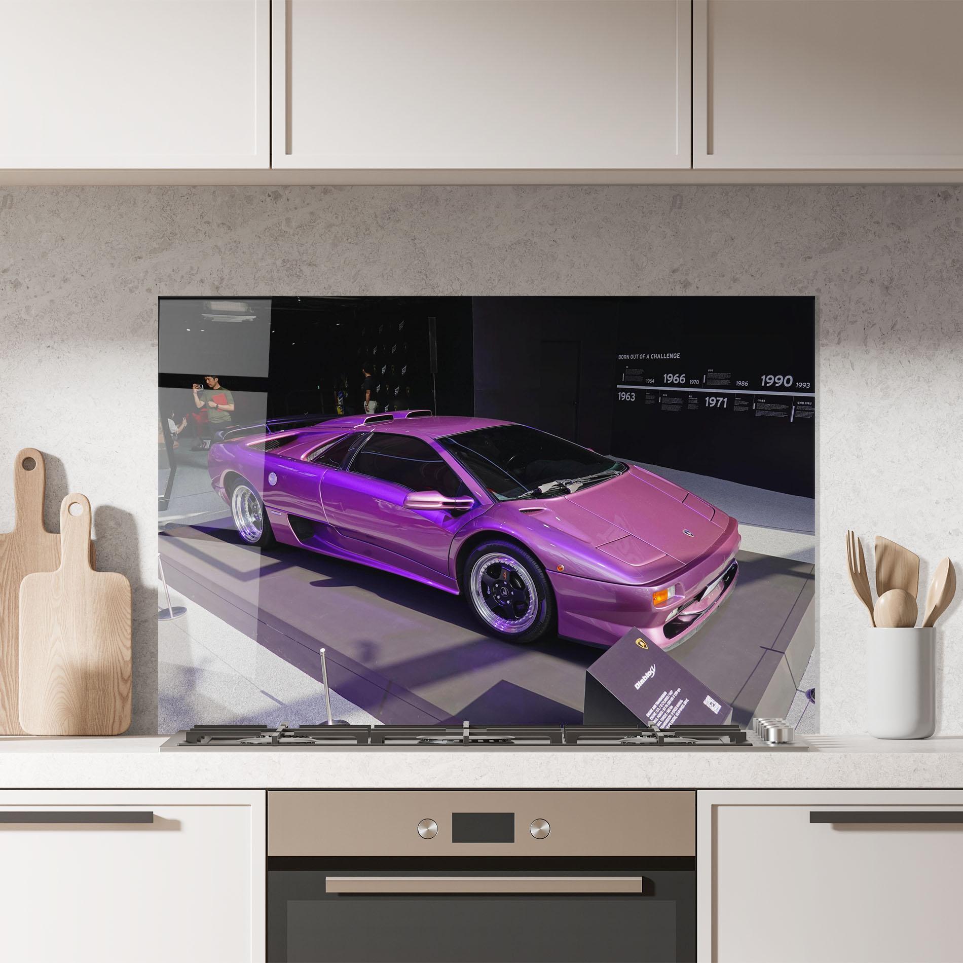 Panel Szklany do Kuchni Purple Lambo mockup 7