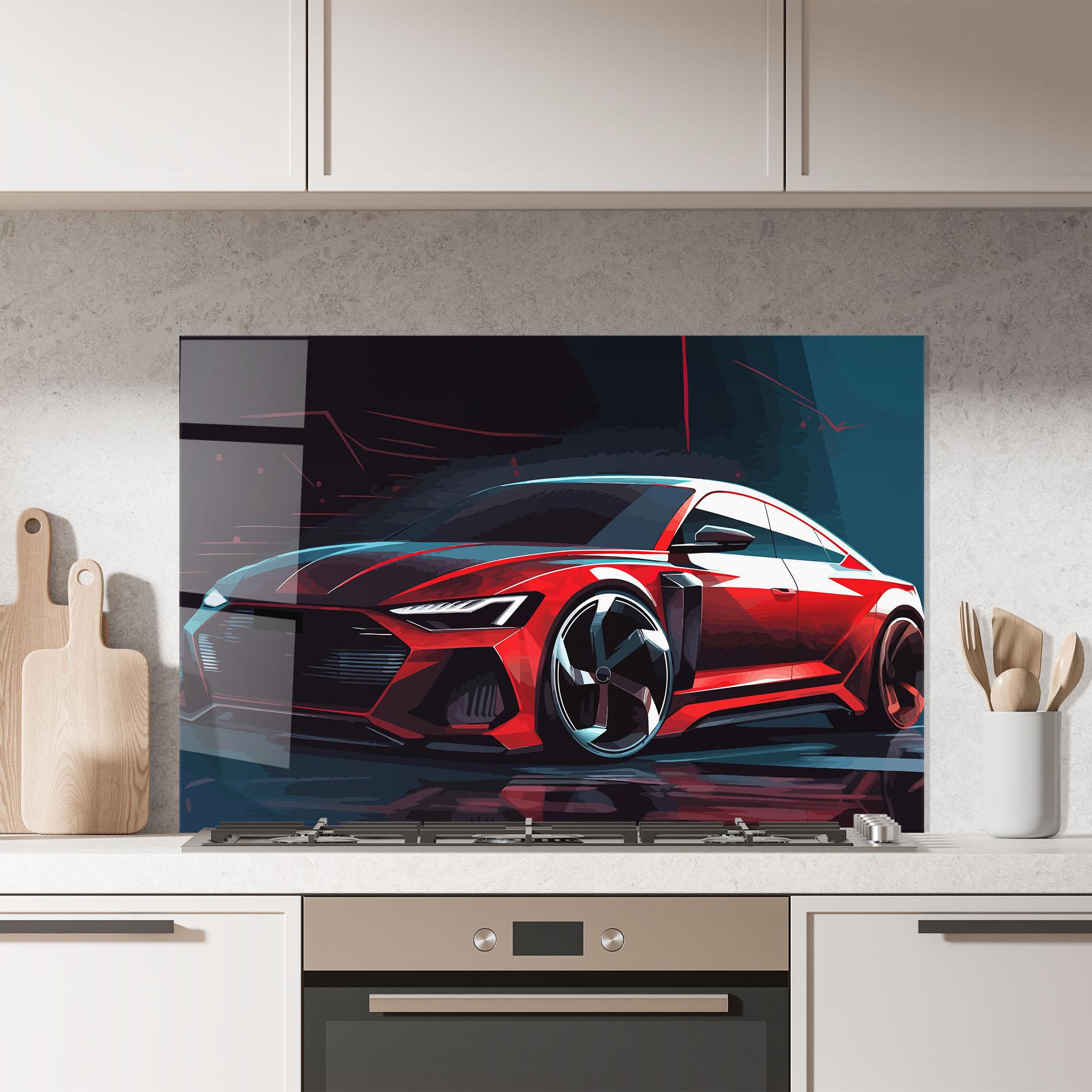 Panel Szklany do Kuchni Red Blue Sport Car mockup 7