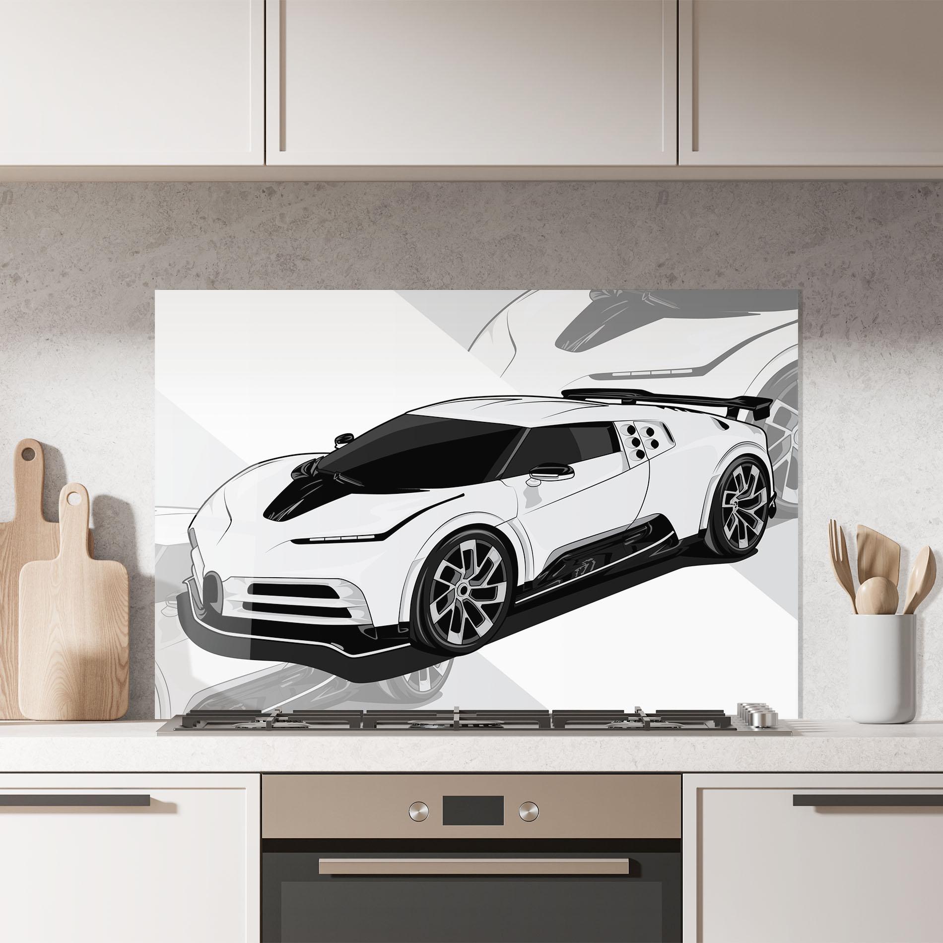 Panel Szklany do Kuchni Sport White Car mockup 7