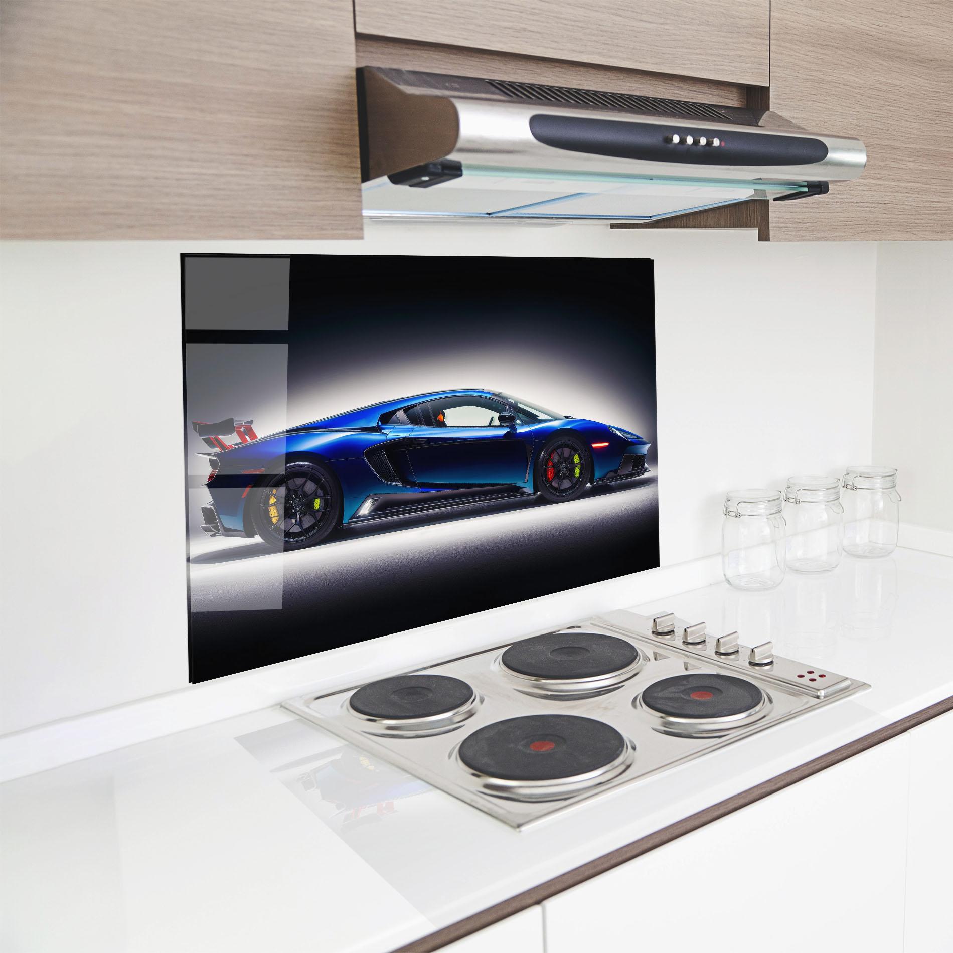 Panel Szklany do Kuchni Blue Hypercar Side mockup 8