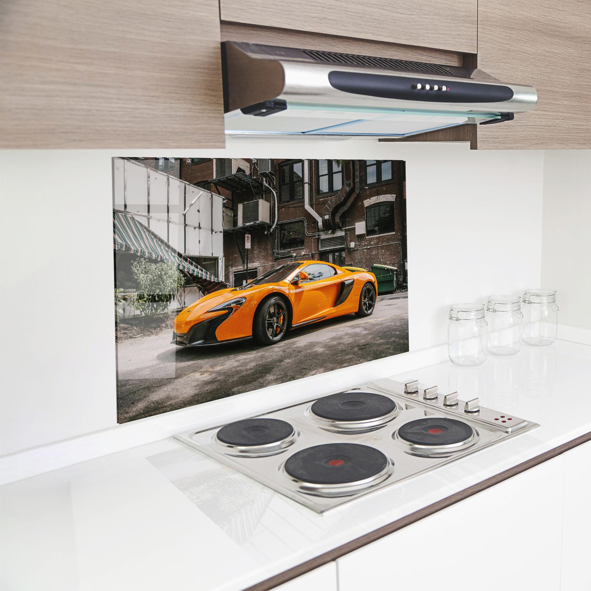 Panel Szklany do Kuchni Orange Mclaren Photo mockup 8