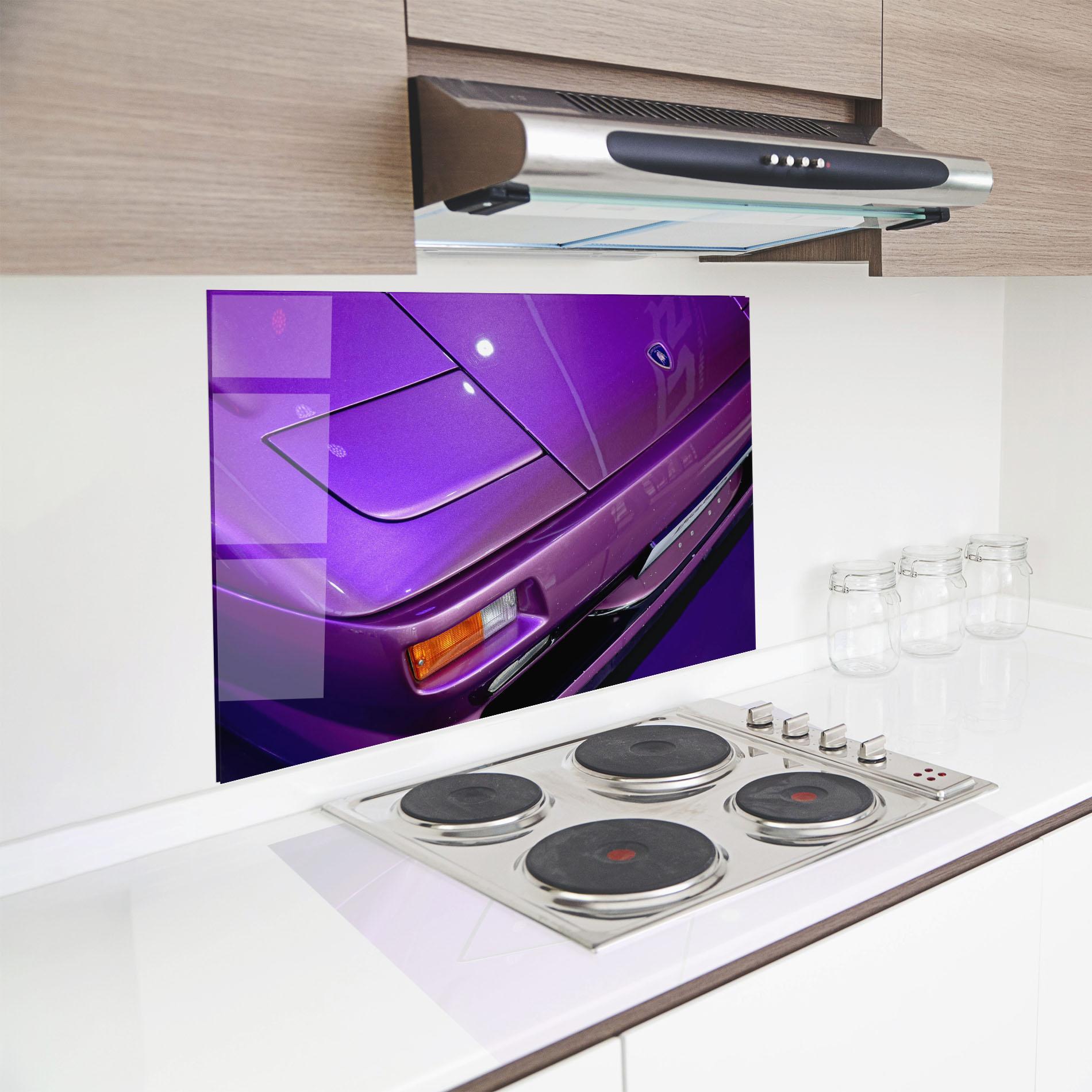Panel Szklany do Kuchni Purple Lambo Headlight mockup 8