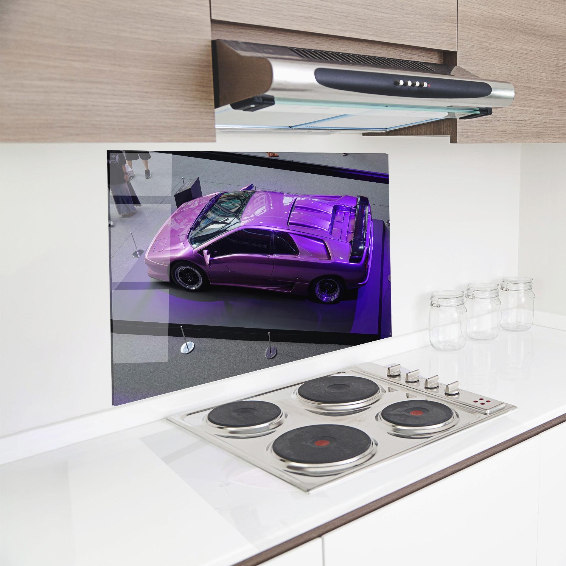 Panel Szklany do Kuchni Purple Old Lambo mockup 8