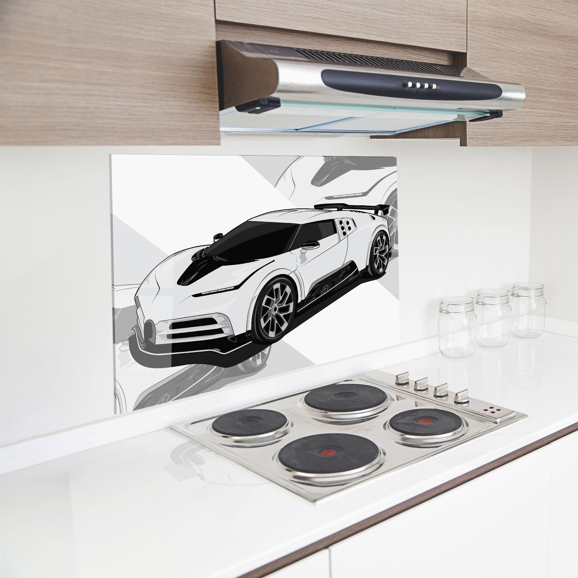 Panel Szklany do Kuchni Sport White Car mockup 8