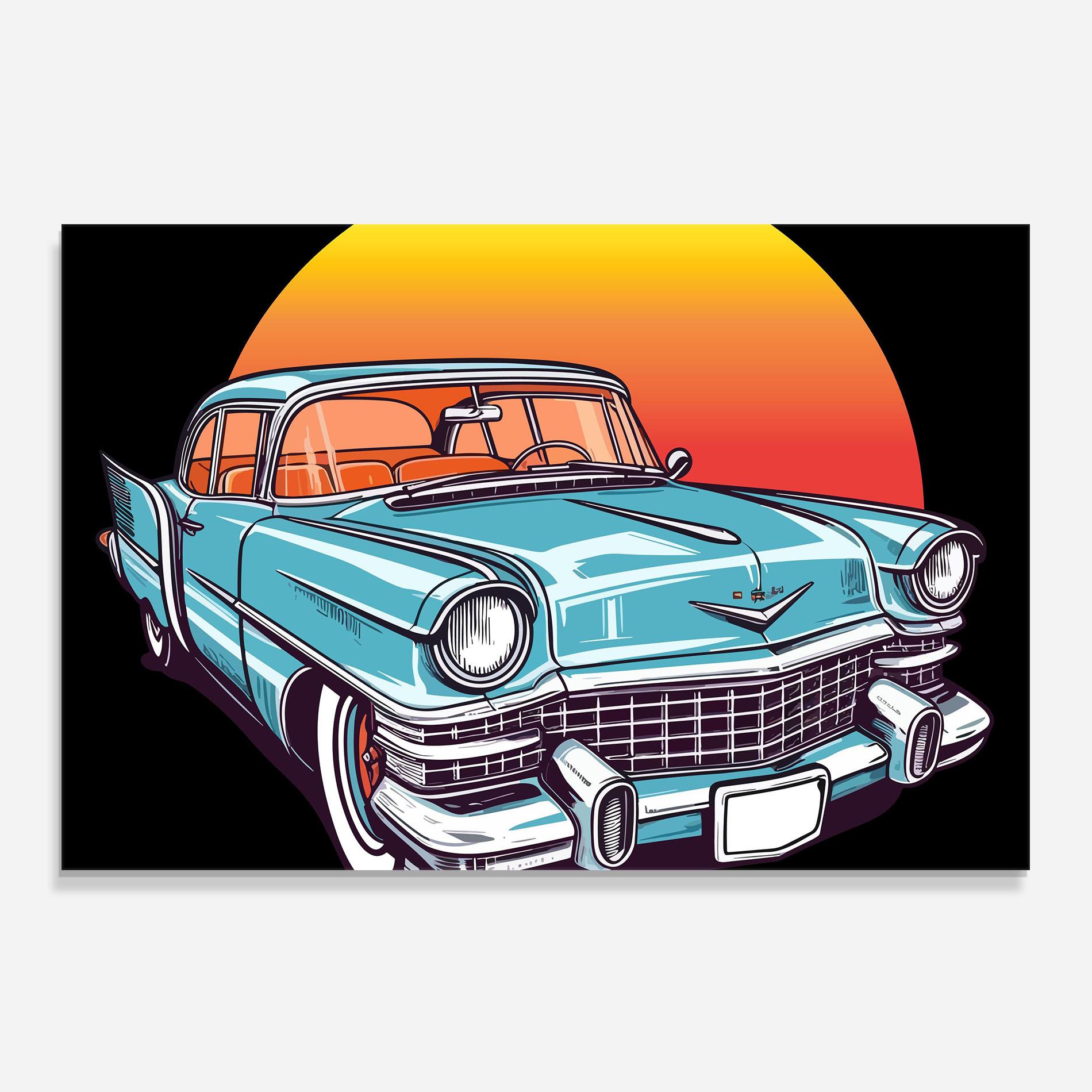 Panel Szklany do Kuchni Blue Sunset Car mockup 0