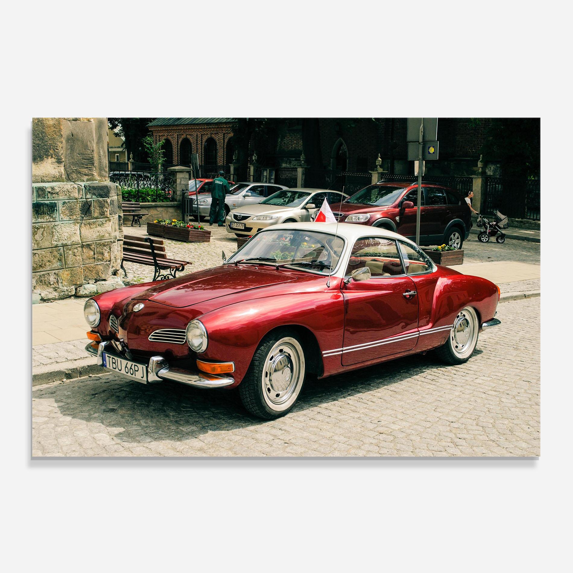 Panel Szklany do Kuchni Car Old Red mockup 0