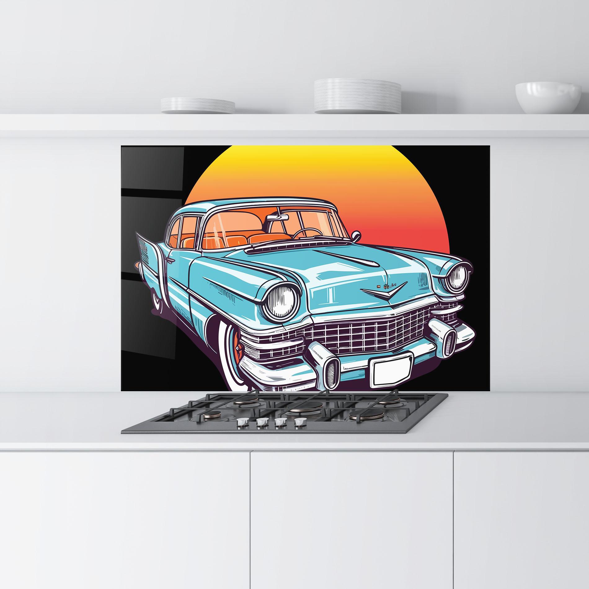 Panel Szklany do Kuchni Blue Sunset Car mockup 9