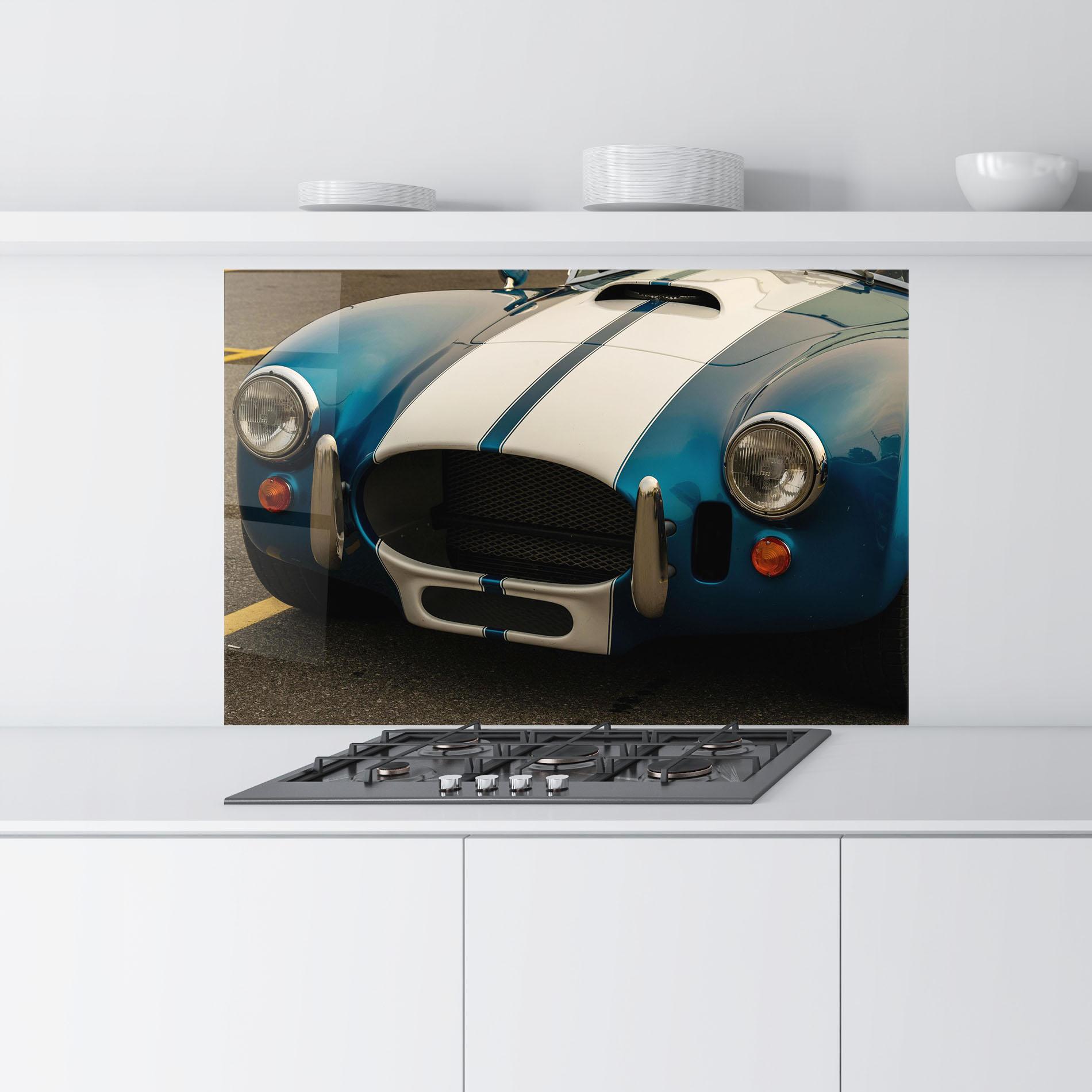 Panel Szklany do Kuchni Blue Vintage Car mockup 9