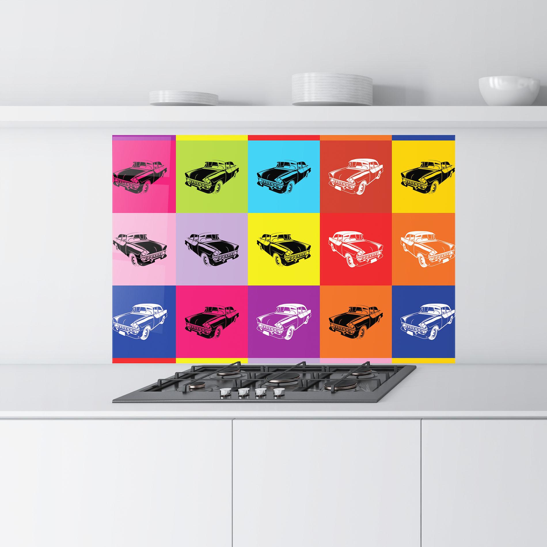 Panel Szklany do Kuchni Vintage Car Mix mockup 9