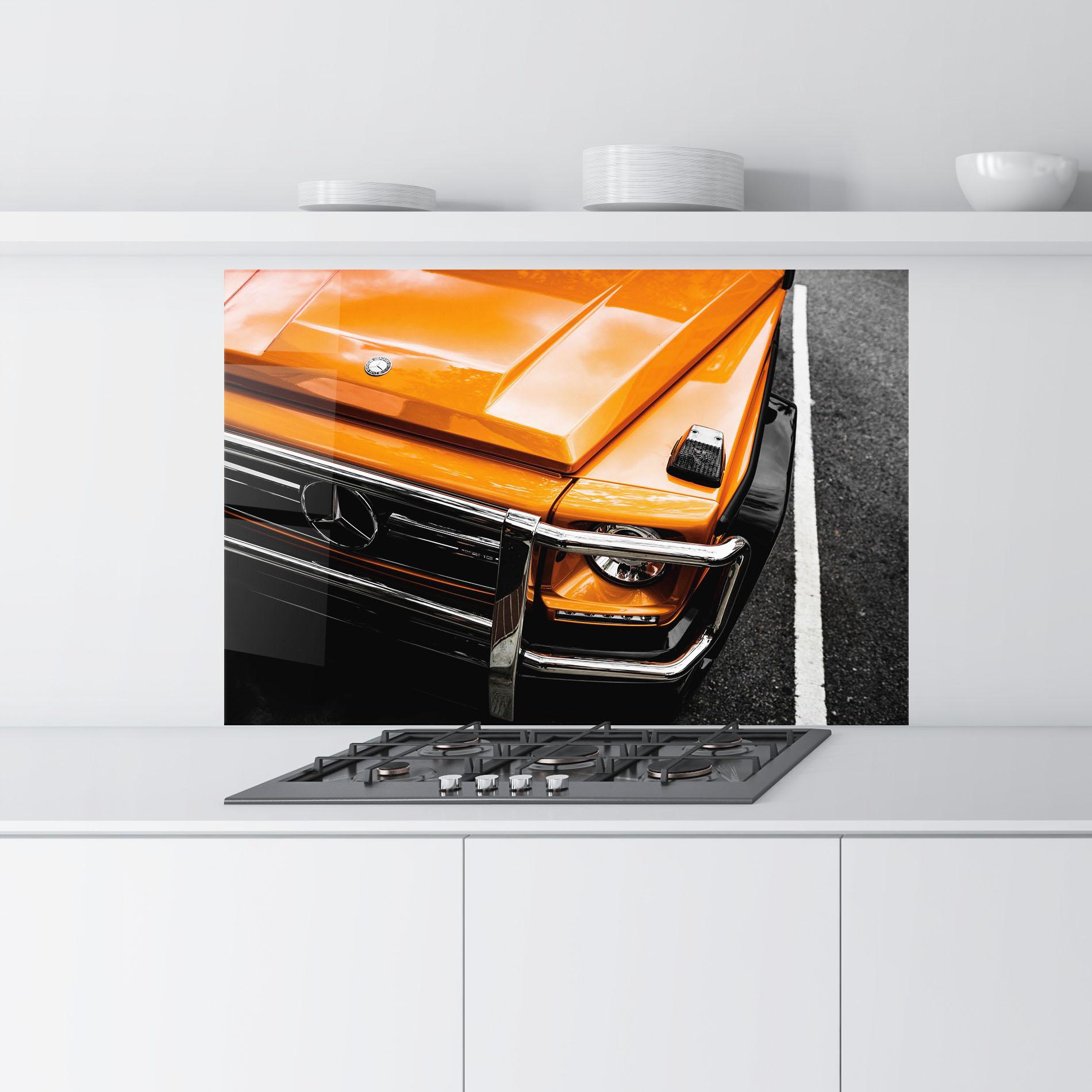 Panel Szklany do Kuchni Vintage Orange Car mockup 9