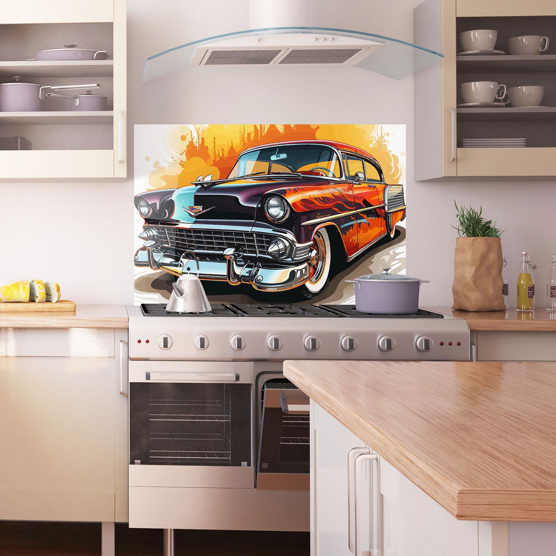 Panel Szklany do Kuchni Cool Vintage Car mockup 1