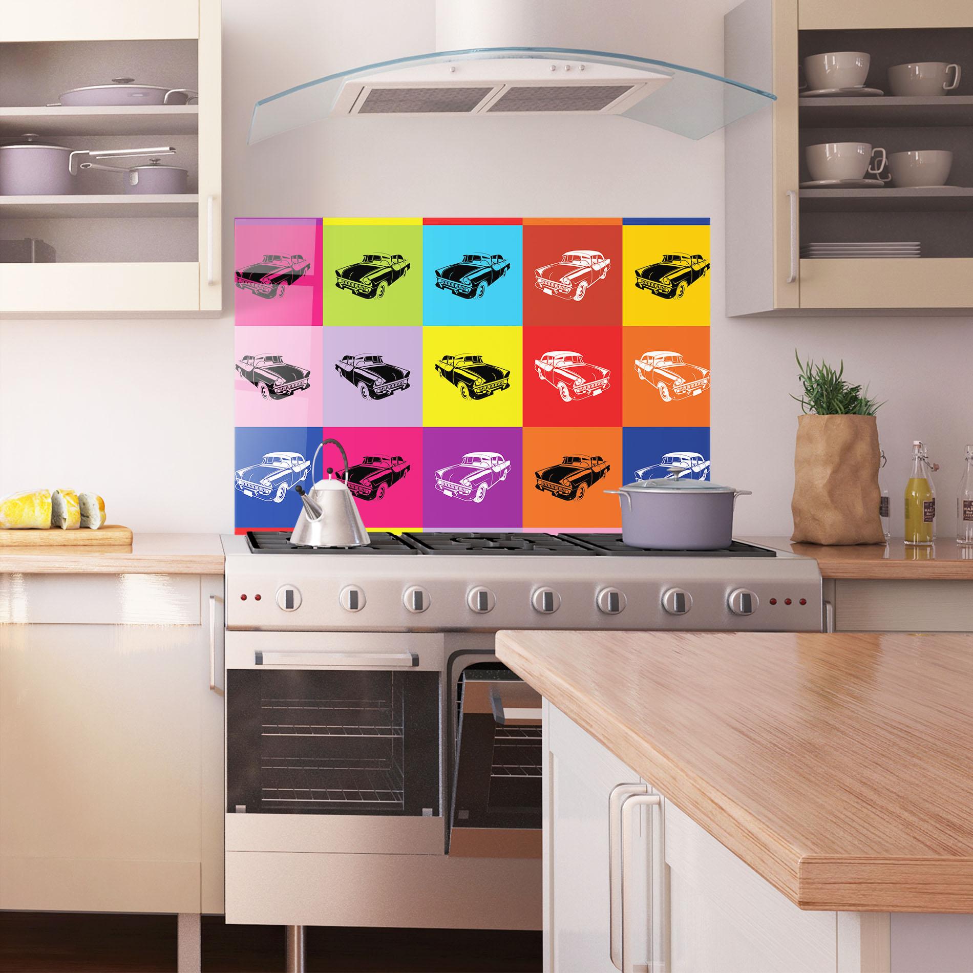Panel Szklany do Kuchni Vintage Car Mix mockup 1