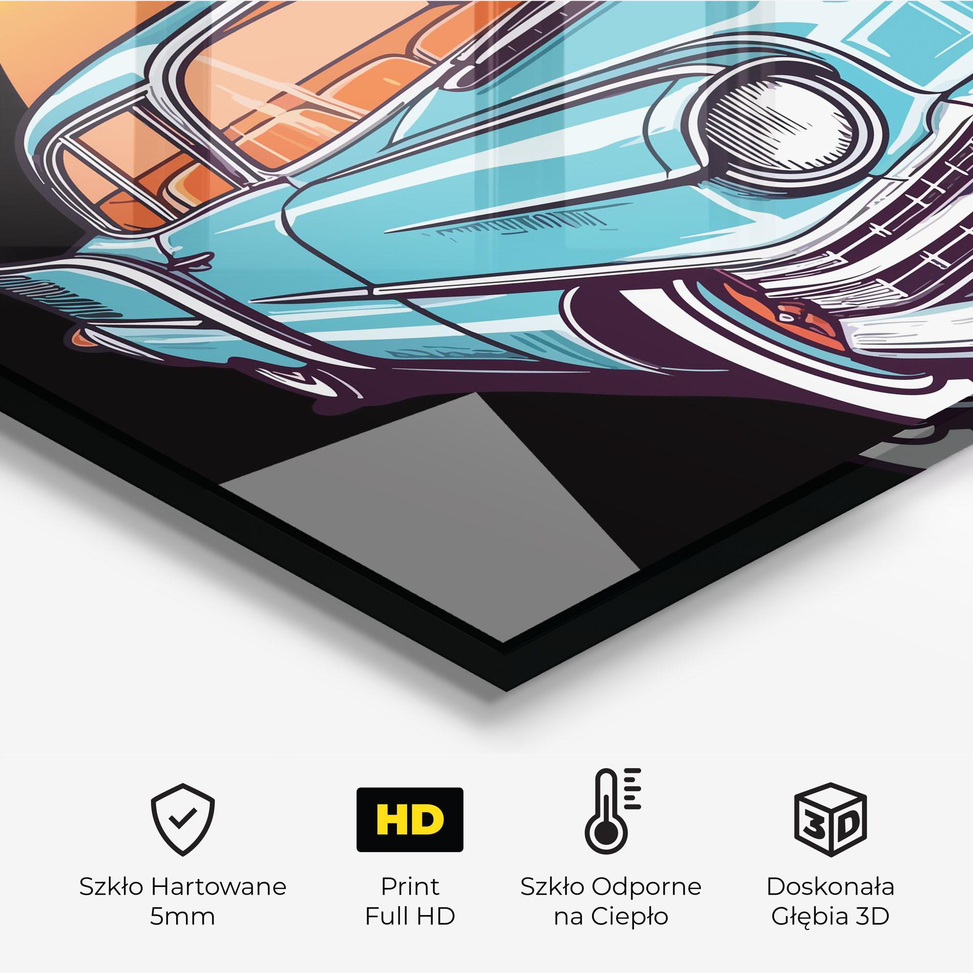 Panel Szklany do Kuchni Blue Sunset Car mockup 2