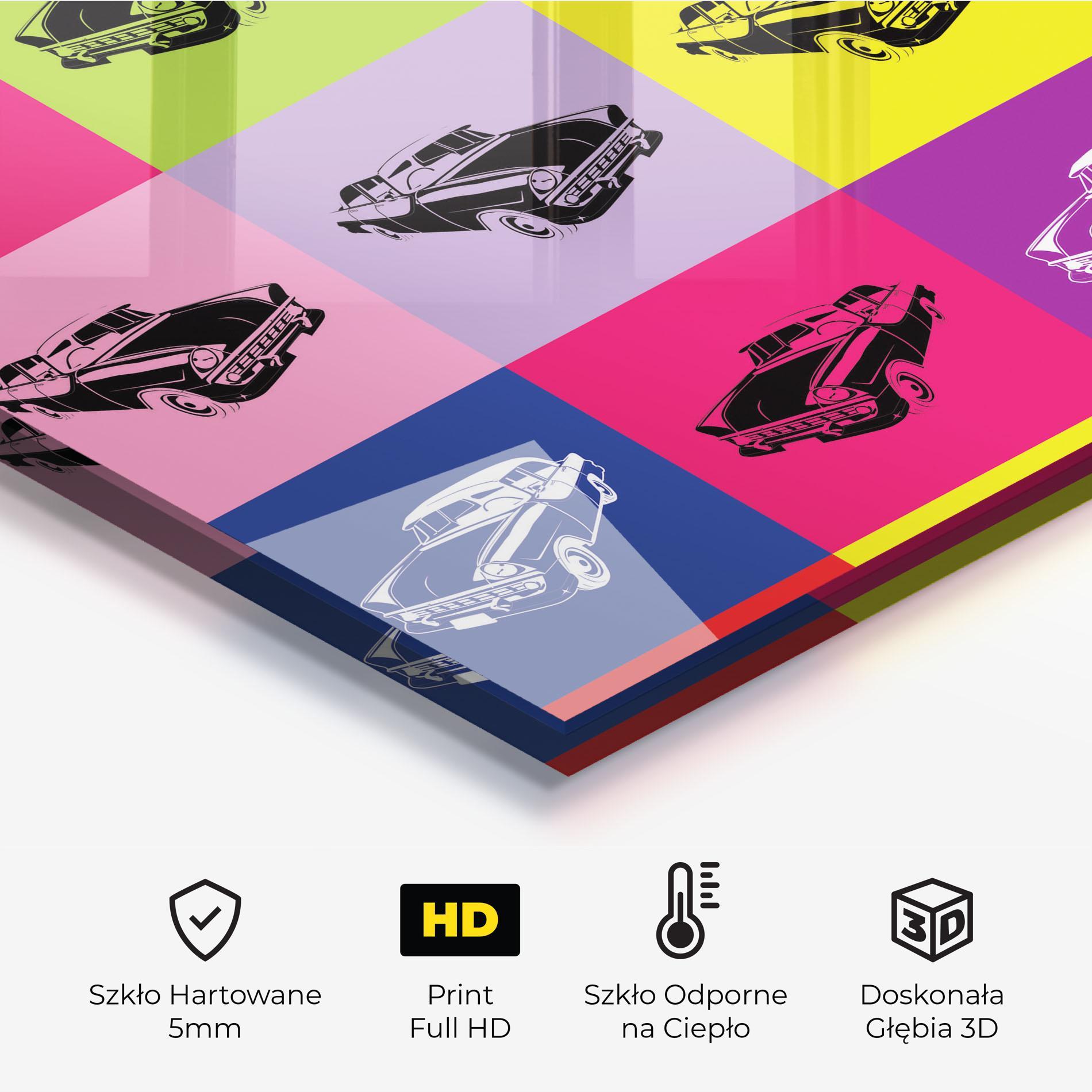 Panel Szklany do Kuchni Vintage Car Mix mockup 2