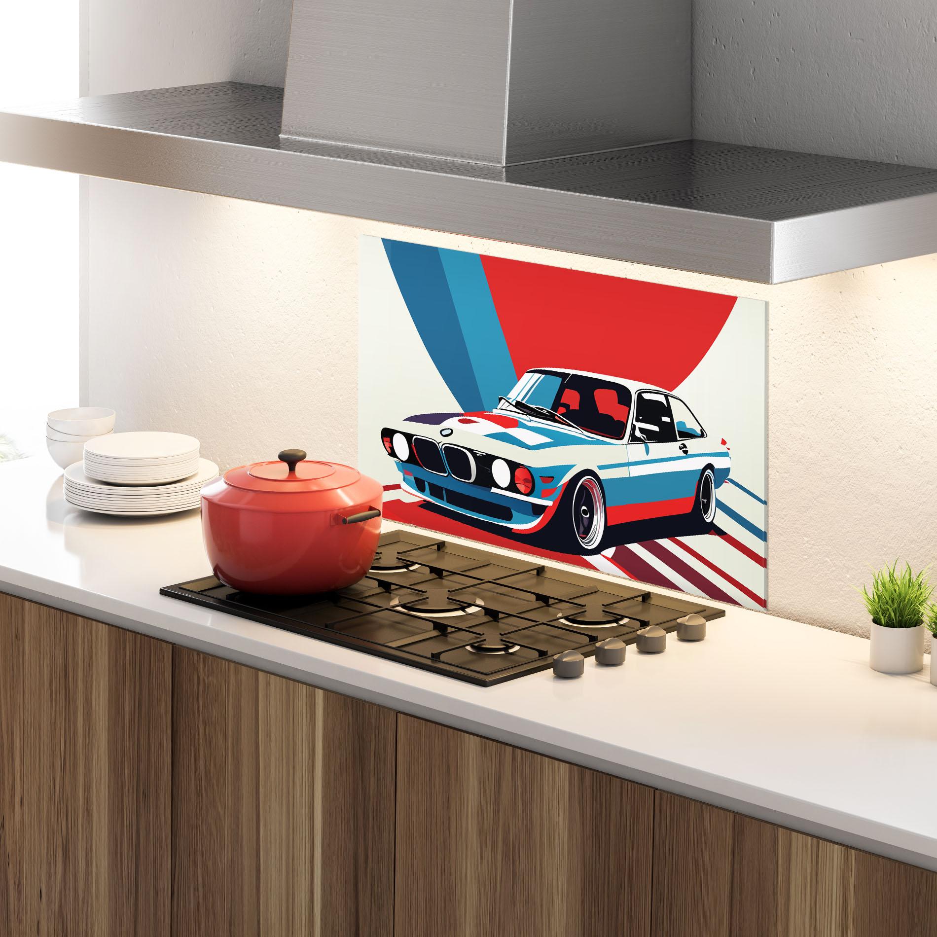 Panel Szklany do Kuchni Vintage Bmw mockup 4
