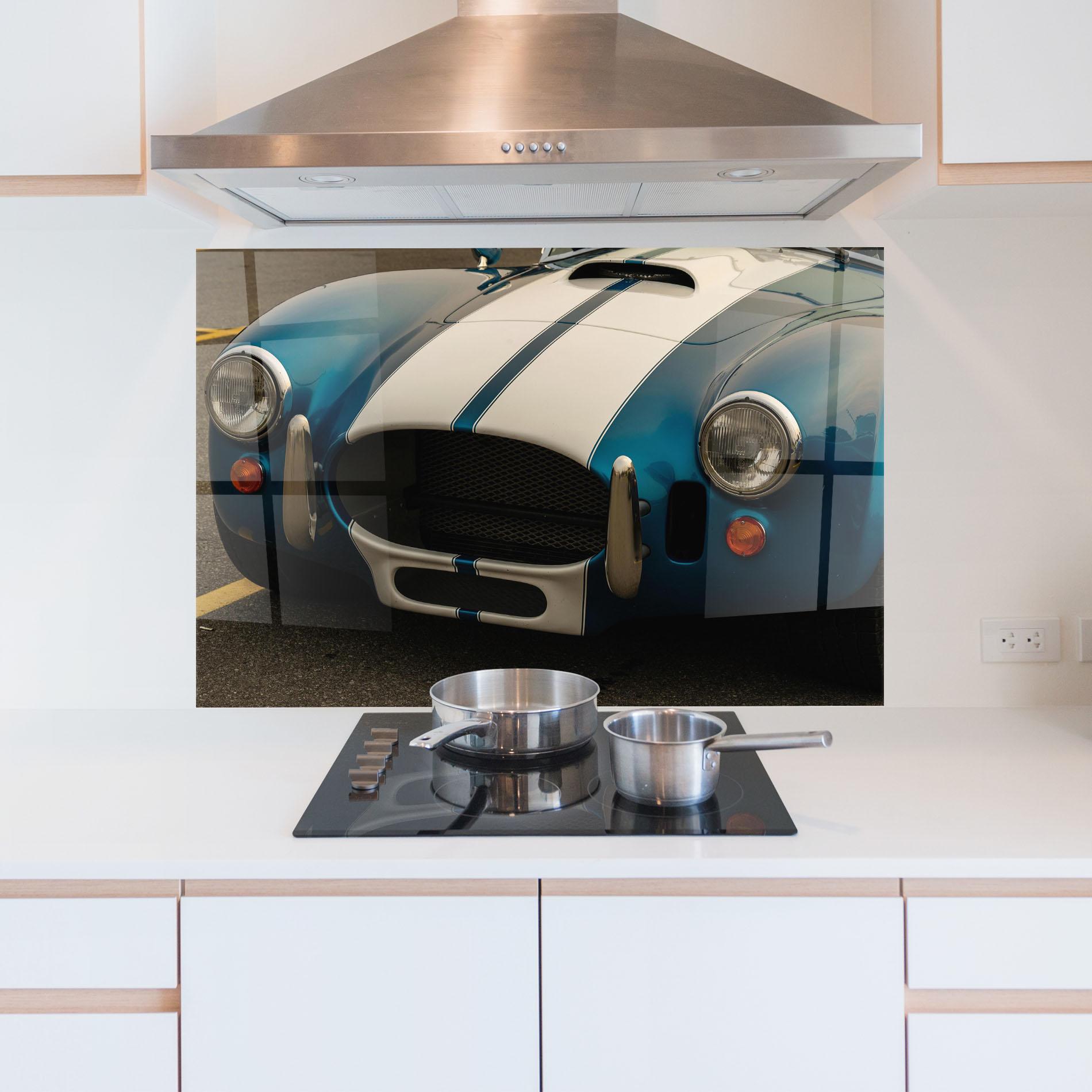 Panel Szklany do Kuchni Blue Vintage Car mockup 5
