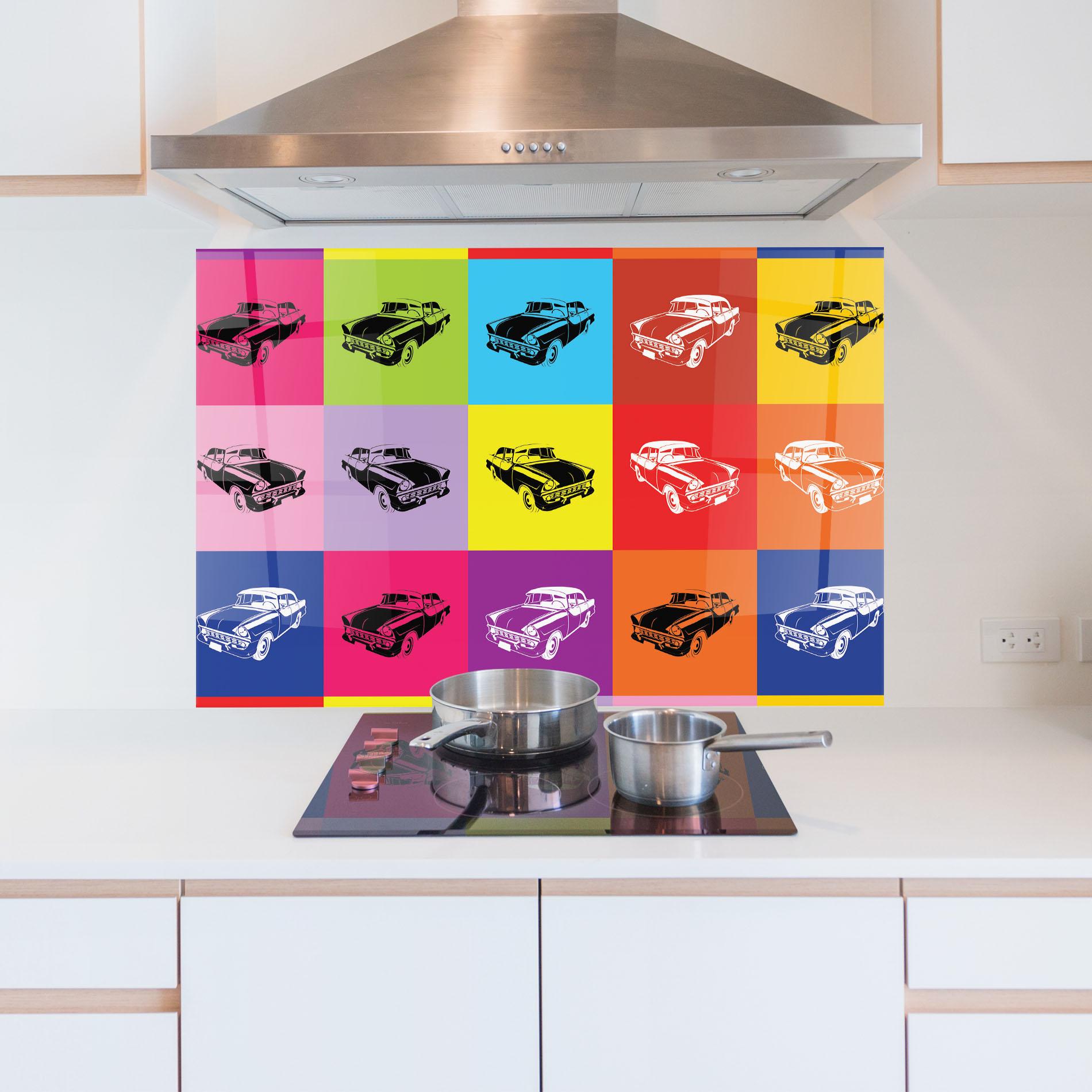 Panel Szklany do Kuchni Vintage Car Mix mockup 5