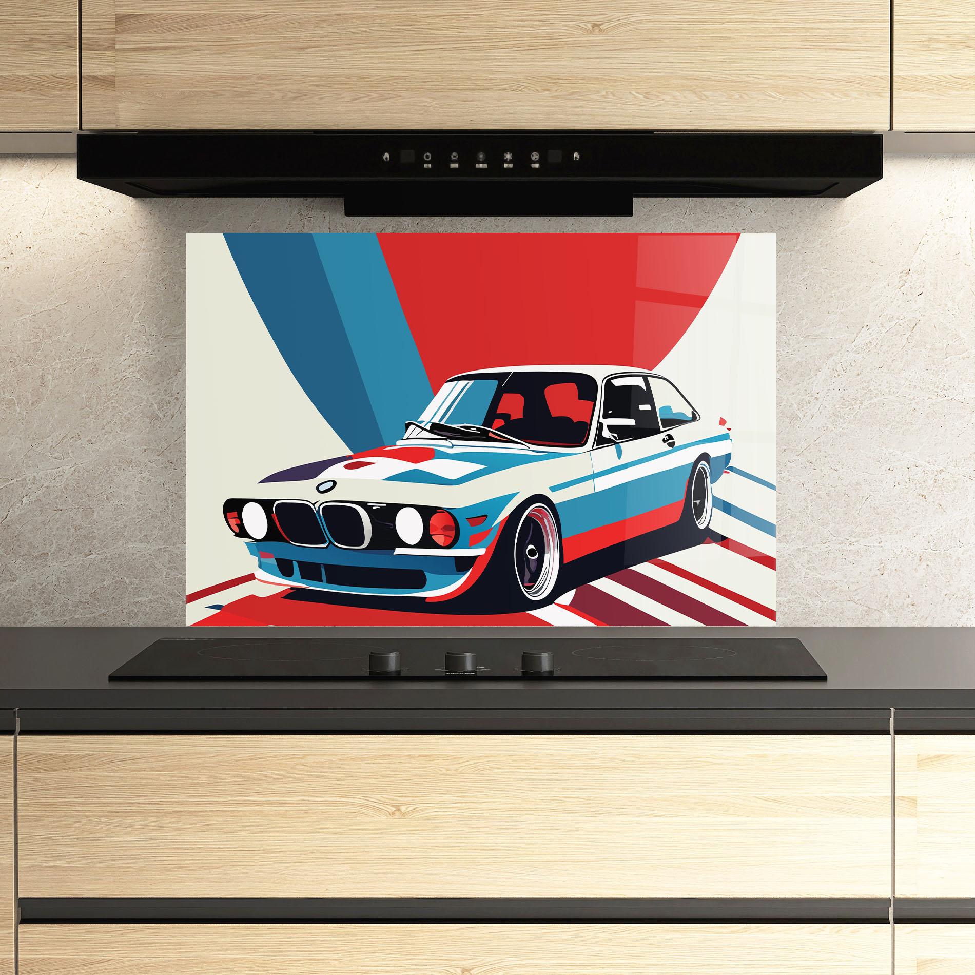 Panel Szklany do Kuchni Vintage Bmw mockup 3