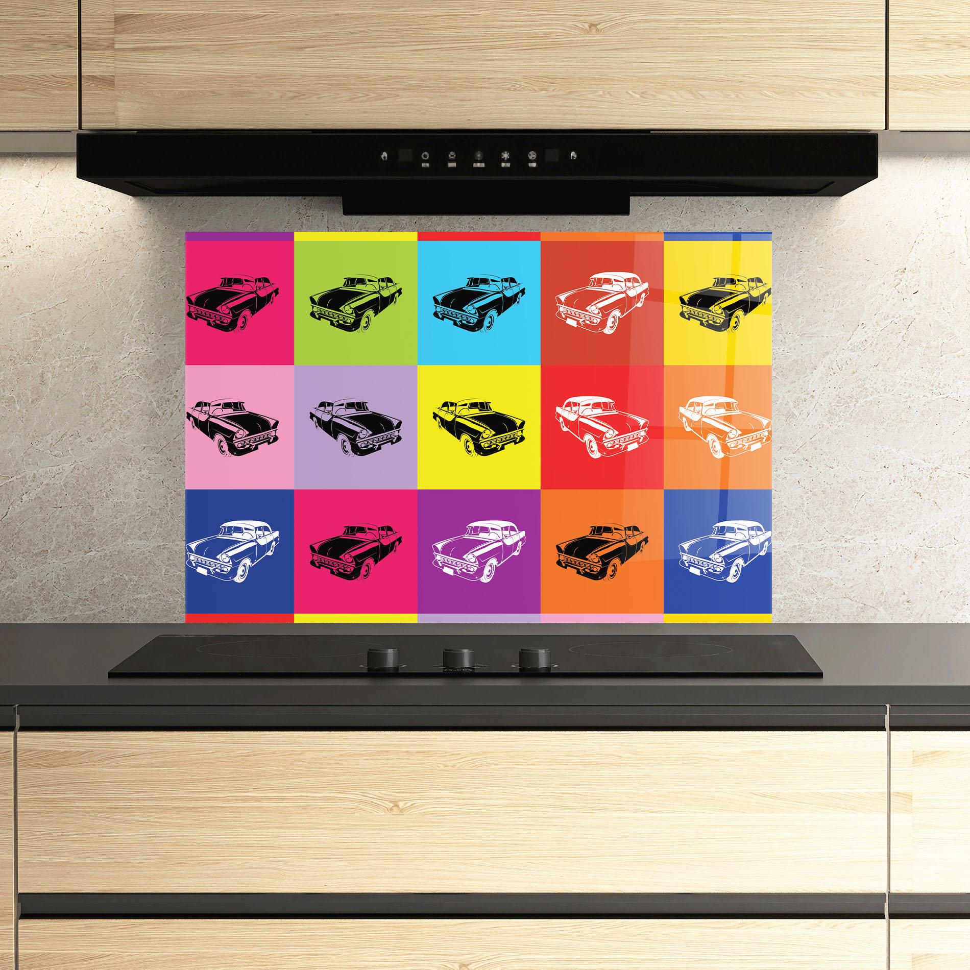 Panel Szklany do Kuchni Vintage Car Mix mockup 3