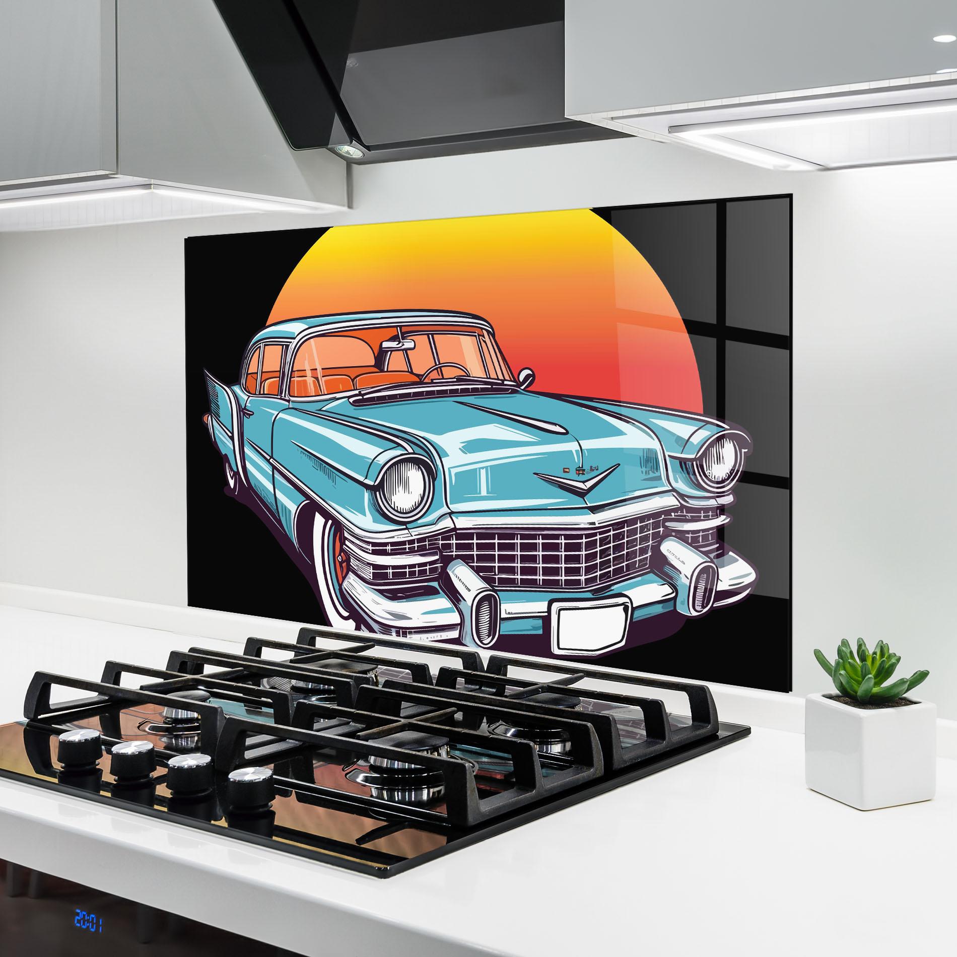 Panel Szklany do Kuchni Blue Sunset Car mockup 6