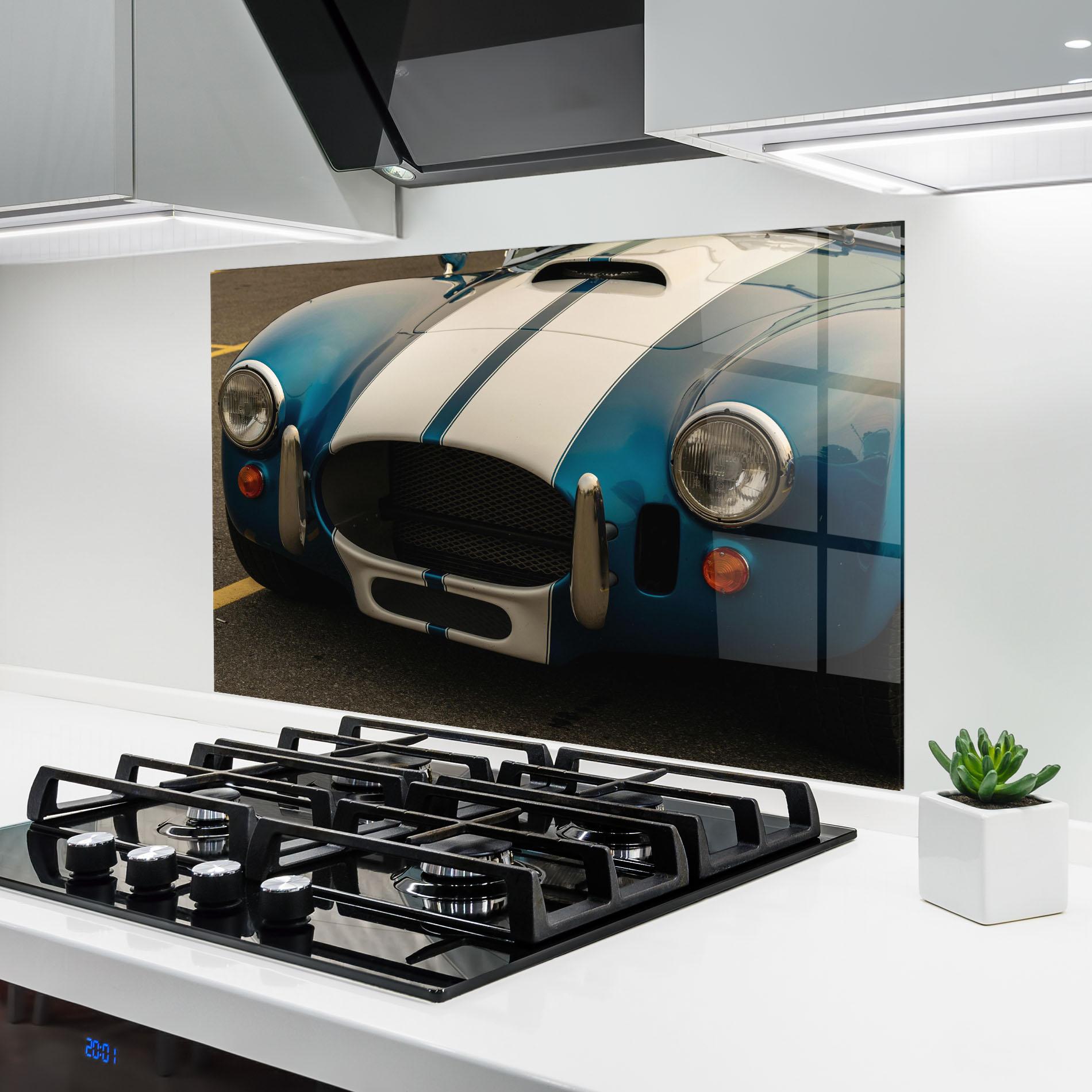 Panel Szklany do Kuchni Blue Vintage Car mockup 6