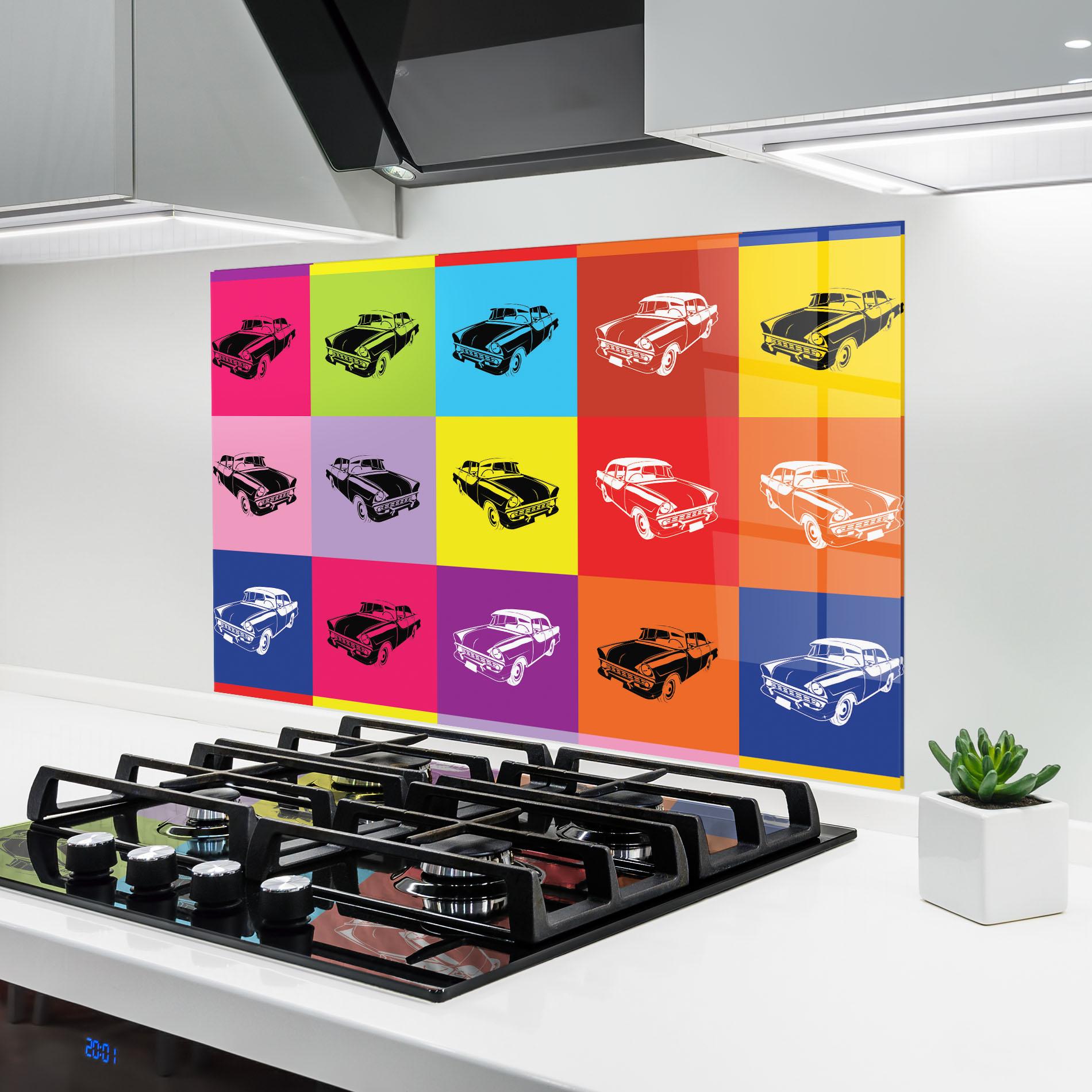 Panel Szklany do Kuchni Vintage Car Mix mockup 6