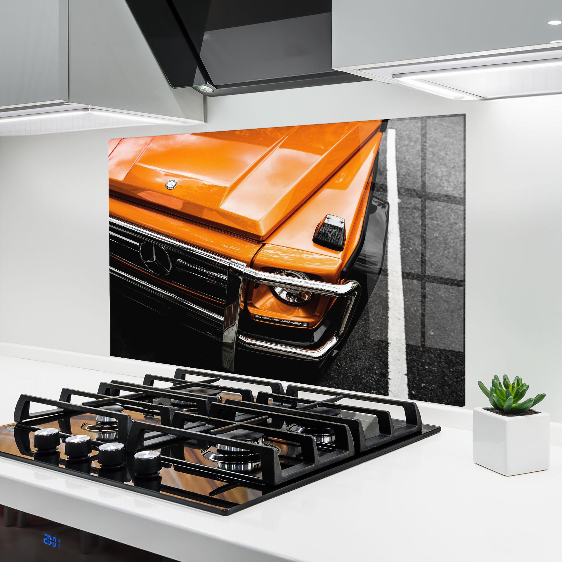Panel Szklany do Kuchni Vintage Orange Car mockup 6